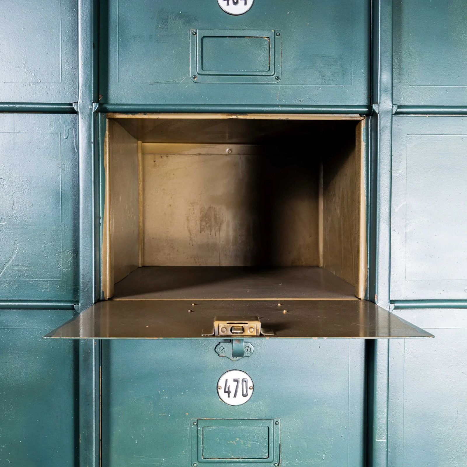 1920’s French Industrial Metal Cabinet Dark Green – Twenty Seven Klappets photo buy