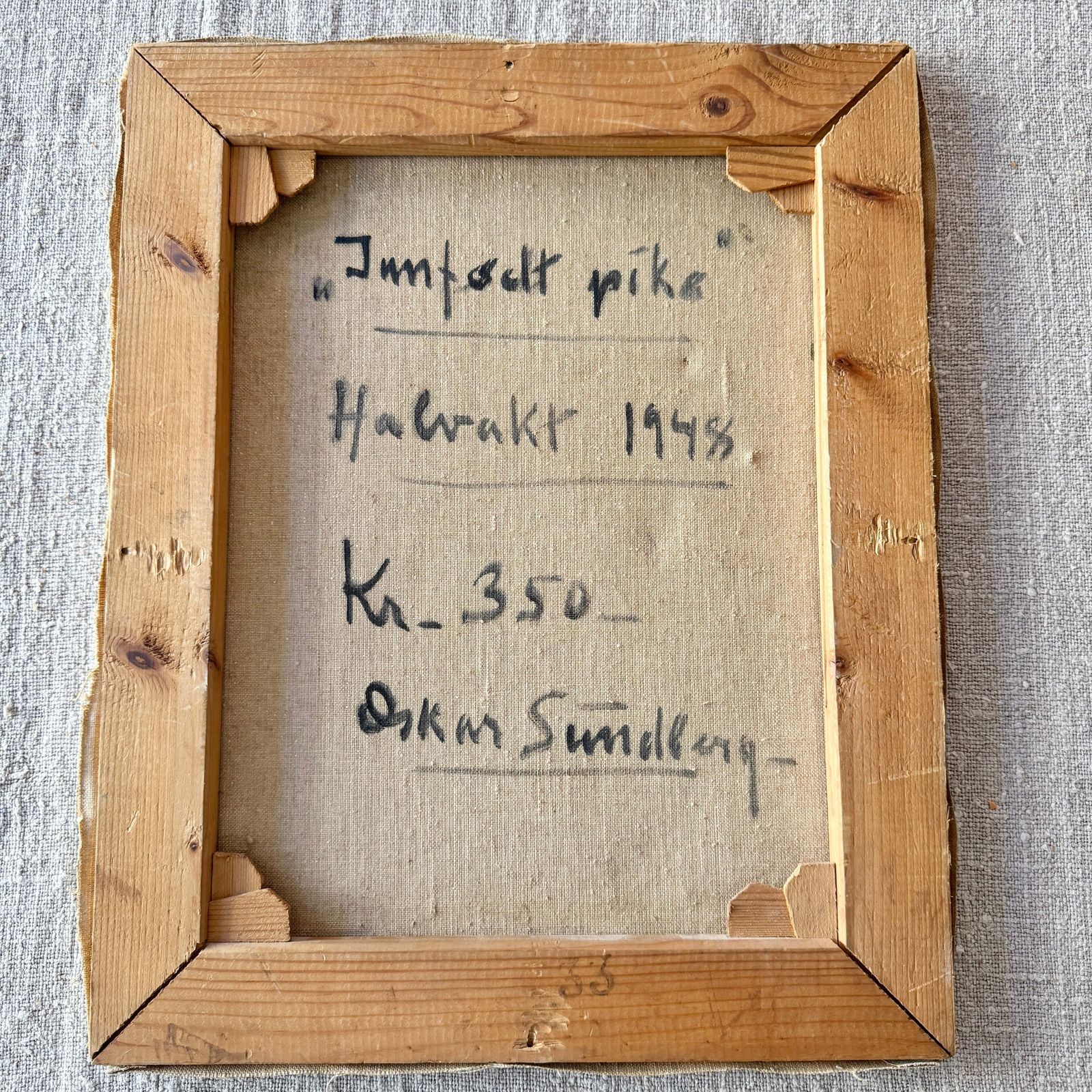 Infødt Pike 1948. Norwegian Artist, Southern Europe Vintage Oil Painting photo for sale
