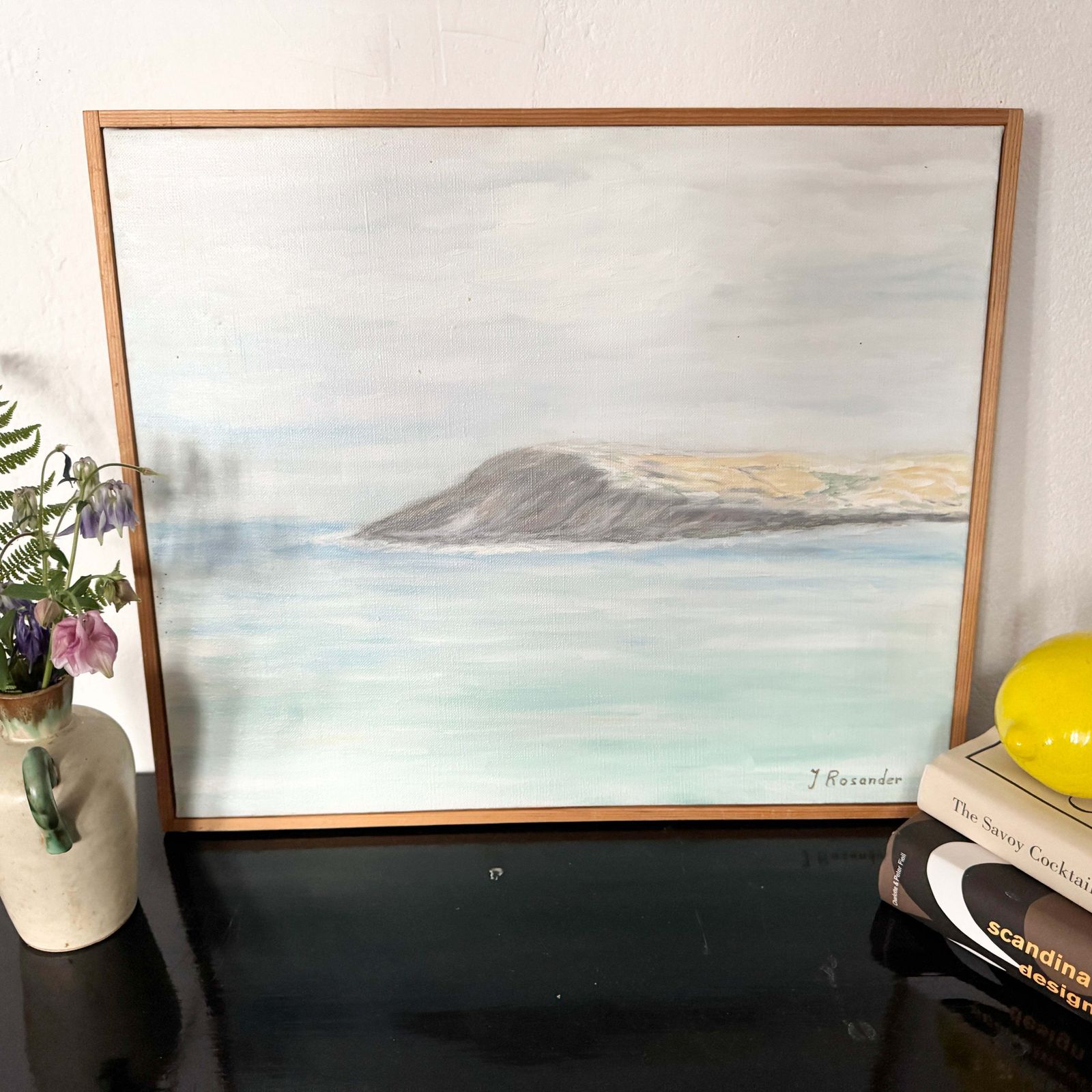Offshore Memory. Vintage Swedish Oil Painting. photo furniture