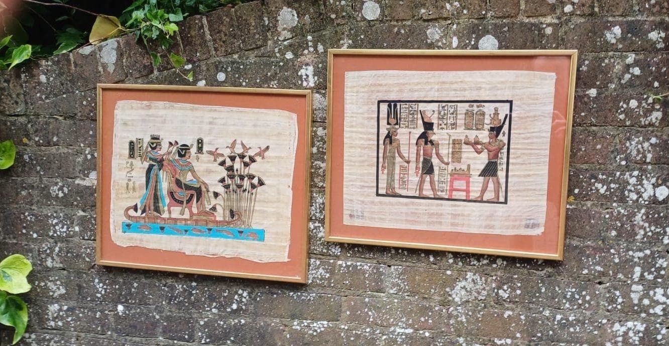 Professionally Framed Pair Of Original Vintage Papyrus In Matching Glazed Frames   52cm X 43cm