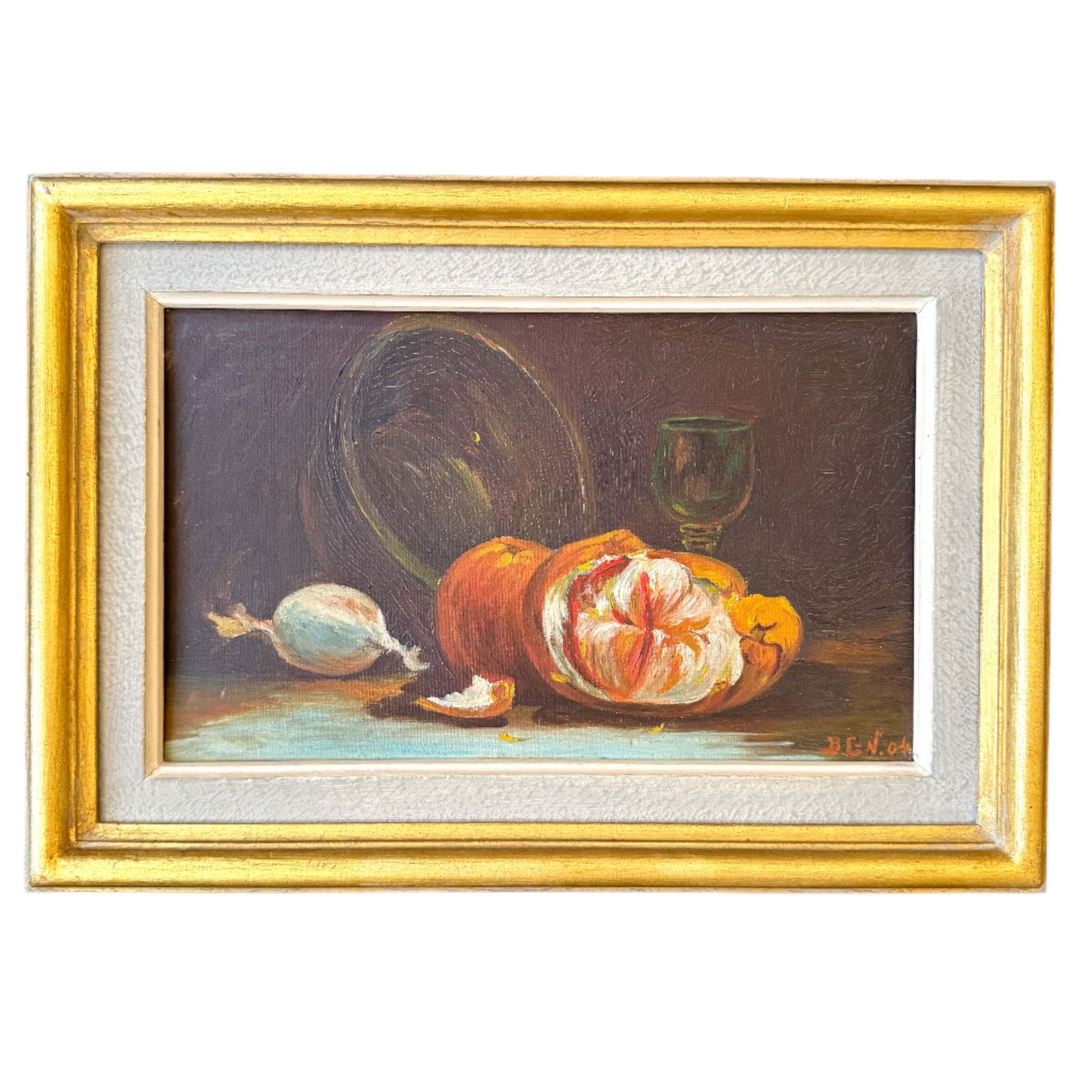 Amber Still Life 1904. Antique Oil Painting.