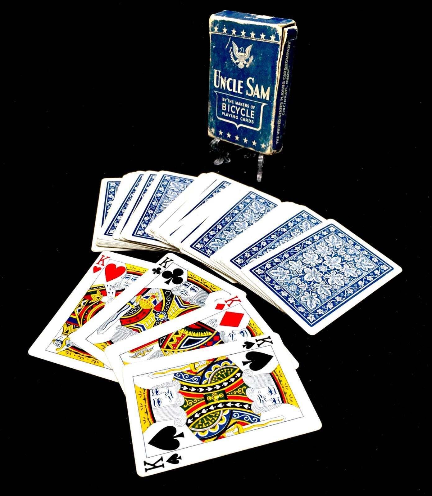 Antique Boxed Set Of Uncle Sam Playing Card Deck / Playing Cards Game C.1942