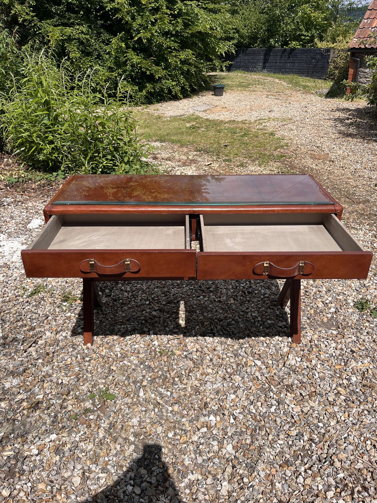 Delhi Leather 2 Drawer Desk photo for sale