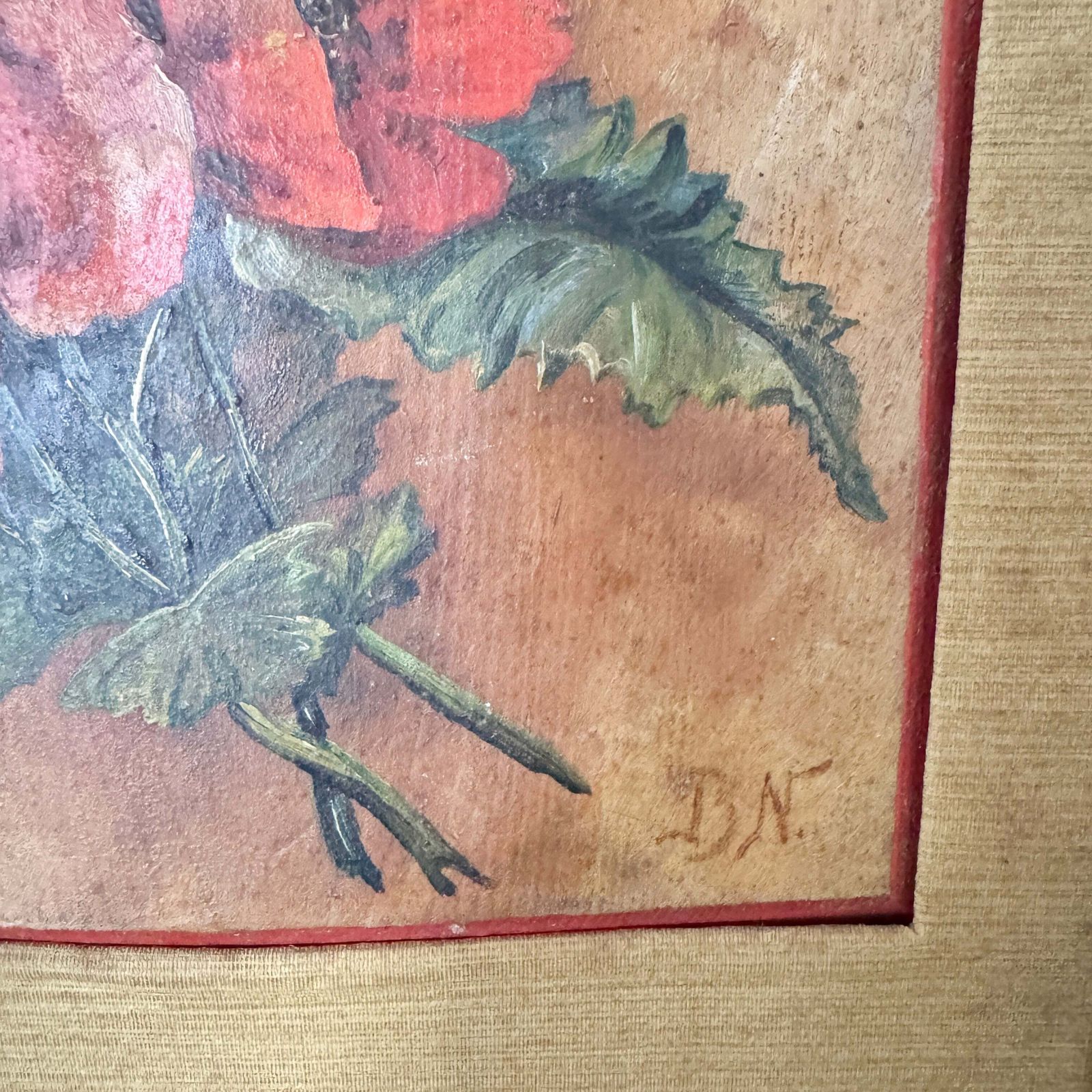 The Poppy Bouquet. Vintage Swedish Oil Painting photo for sale