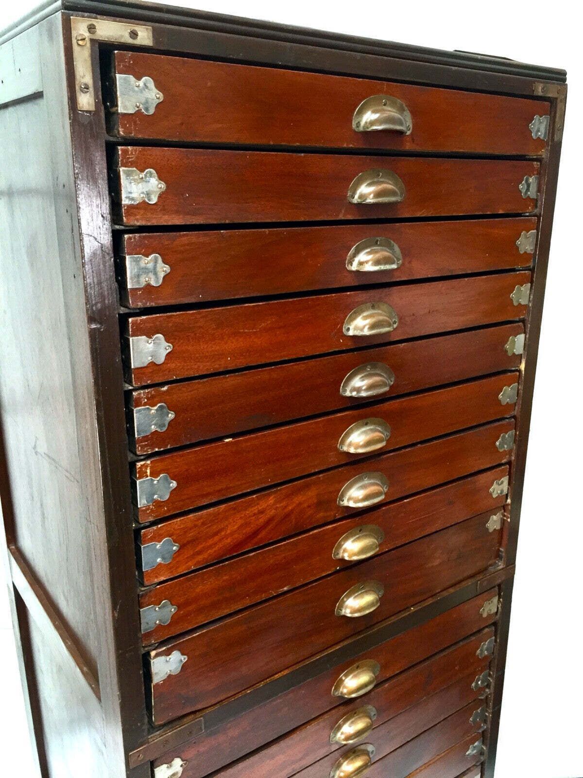 Antique Very Large Wooden Museum Collectors Specimen Cabinet / Chest Of Drawers photo for sale