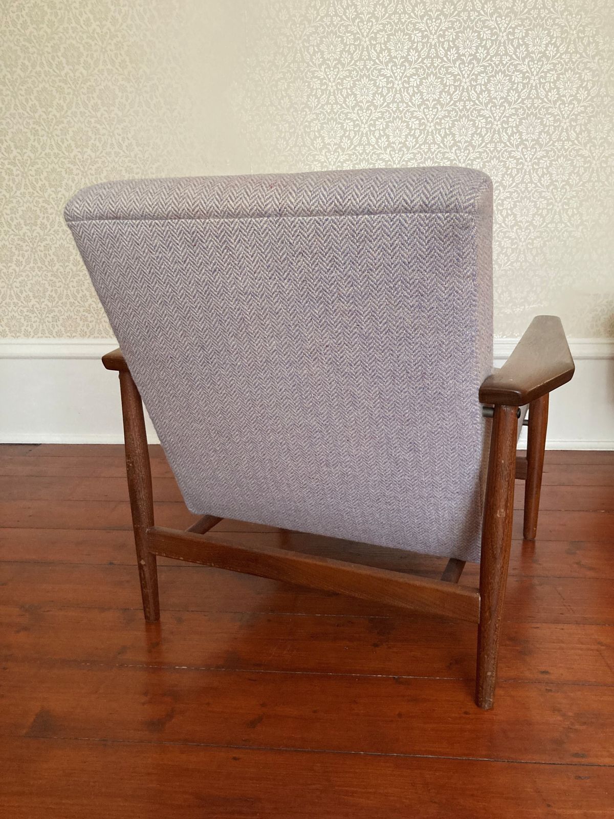Rare Set Of Three Mid Century Danish Lounge Chairs, One With Arms photo for sale