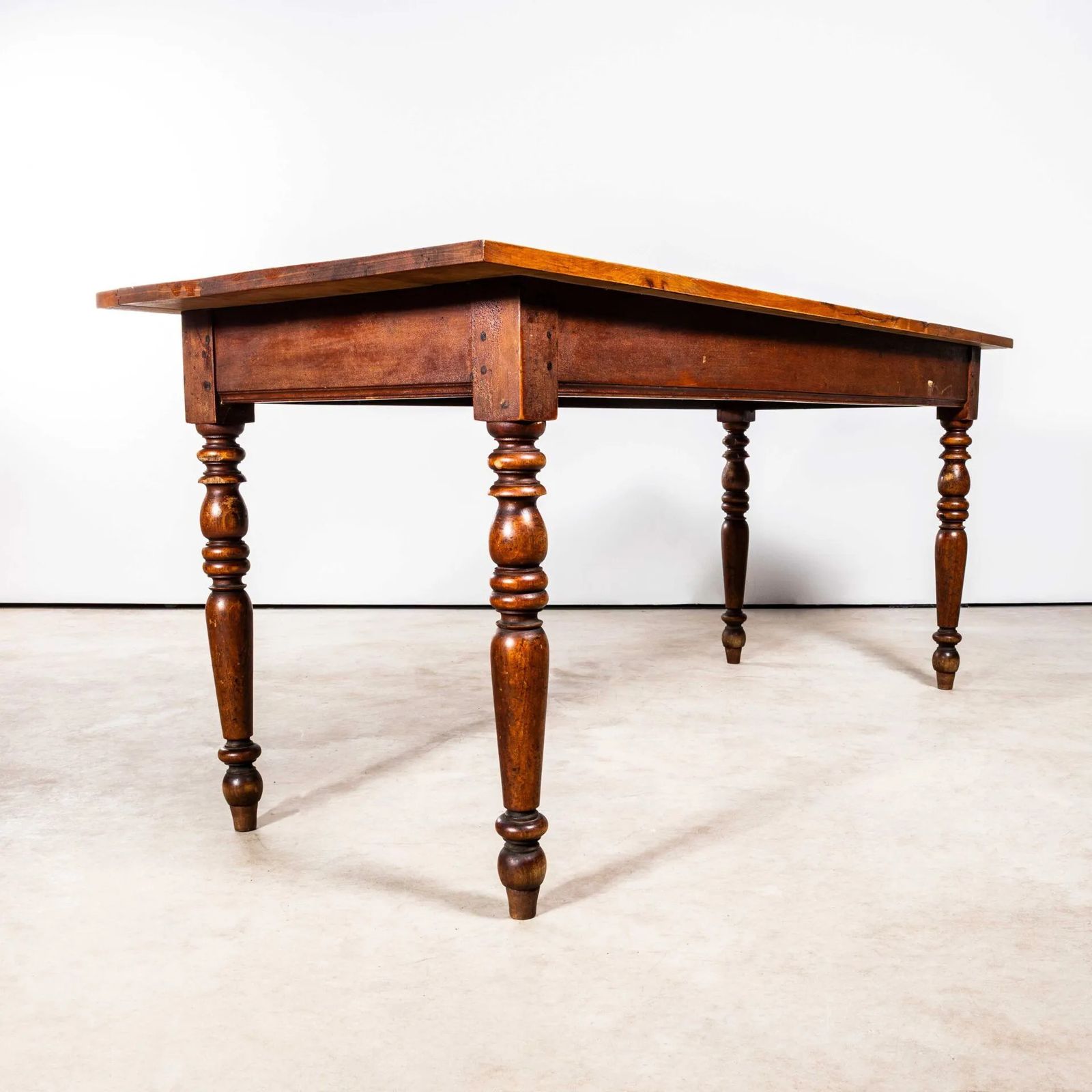 1940’s French Bobbin Leg Mid Oak Fruitwood Kitchen Dining Table