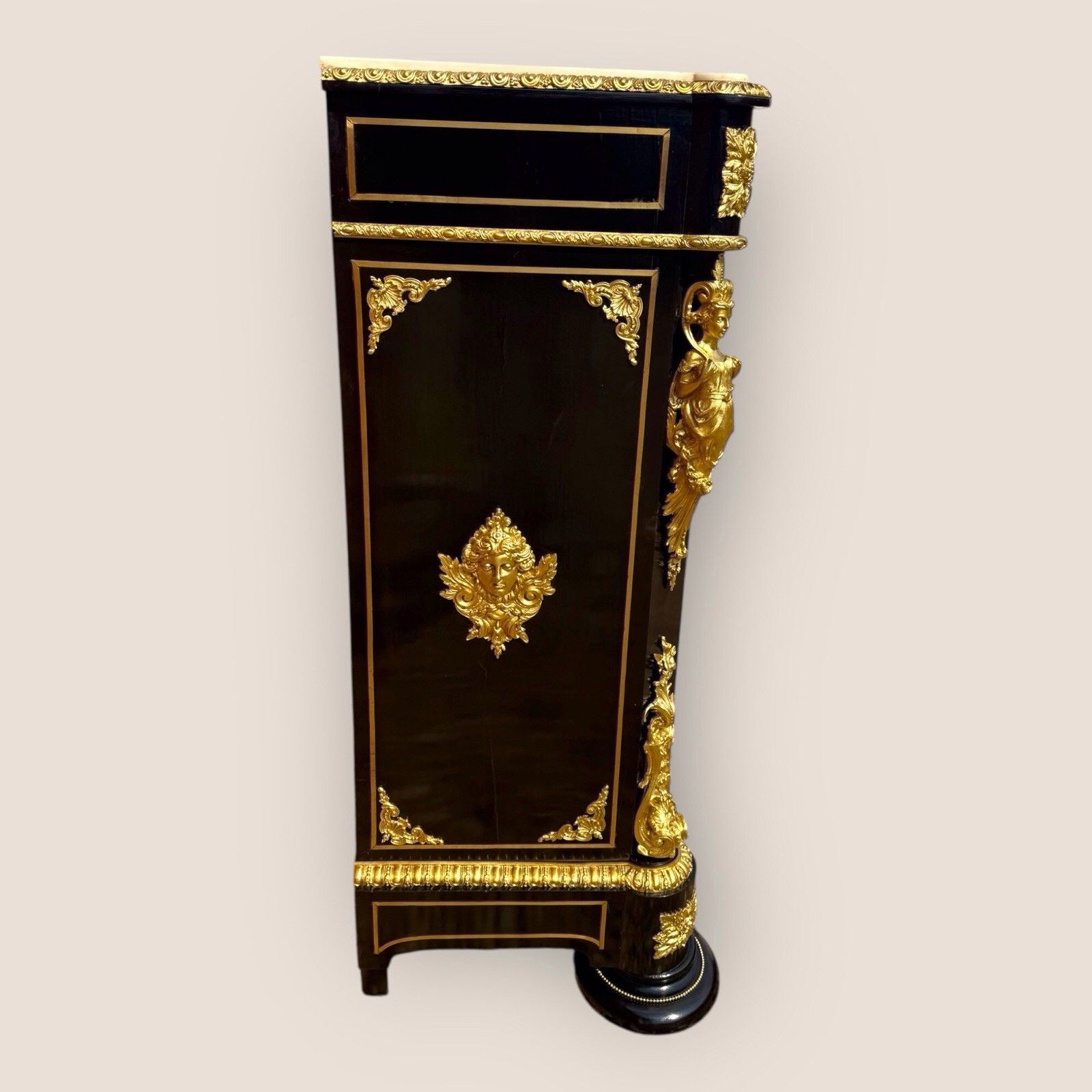 photo furniture Napoleon III Boulle & Marble Pier Cabinet