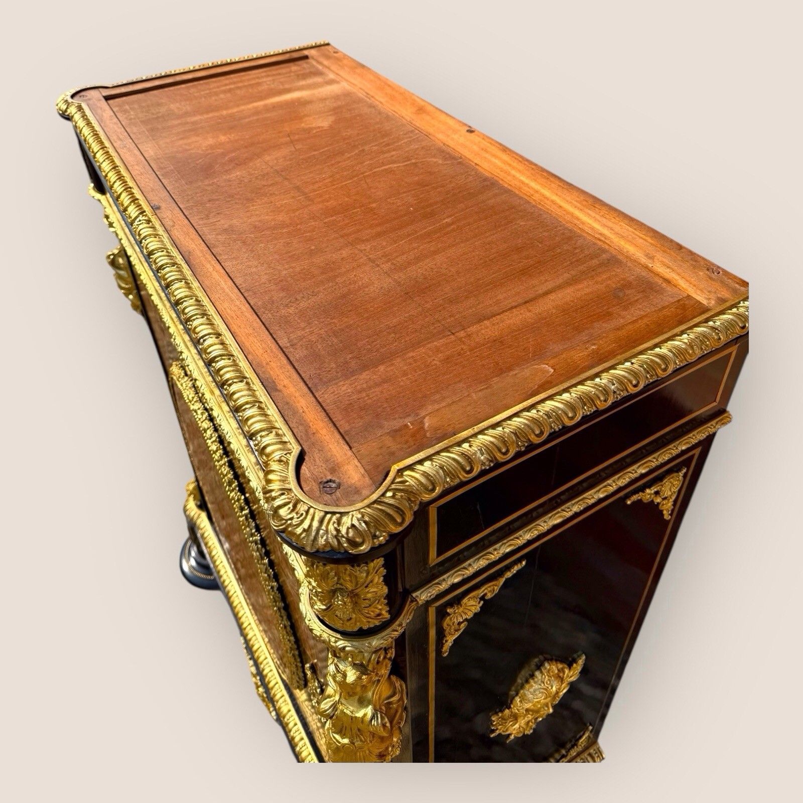 photo buy Napoleon III Boulle & Marble Pier Cabinet