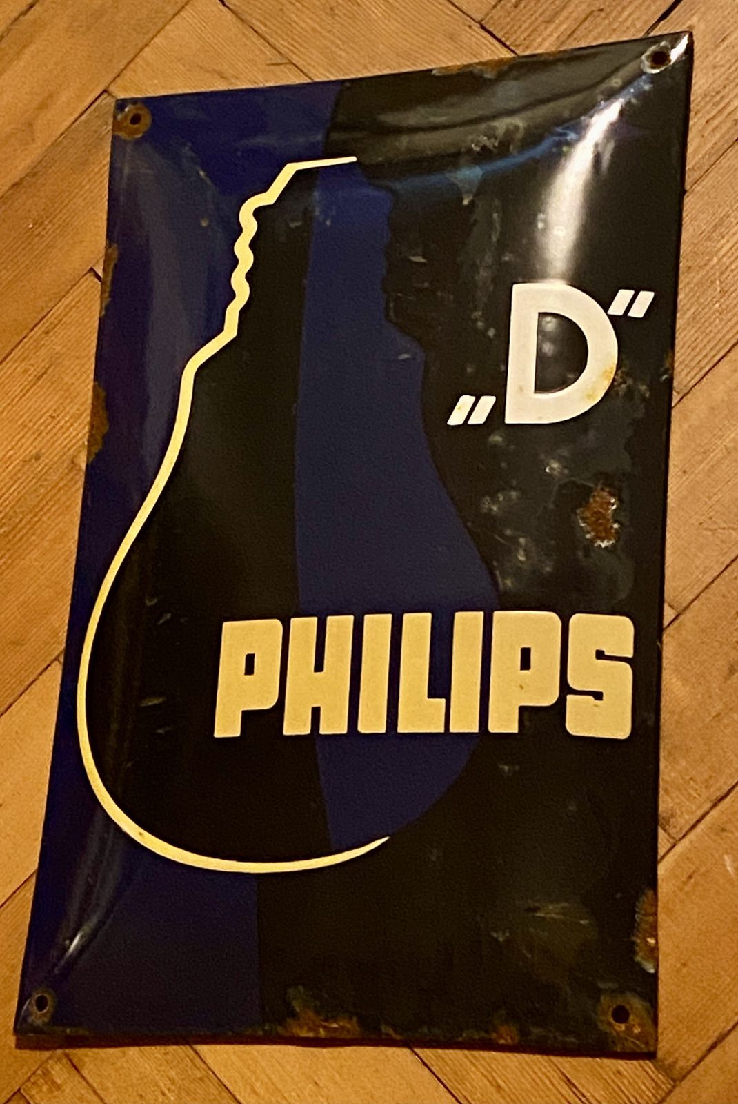 Philips Bulbs Enamel Metal Old Advertising Sign Lamp Antique Shop Trade Electrician Lighting Light D Bulb Tube Filament Led photo for sale
