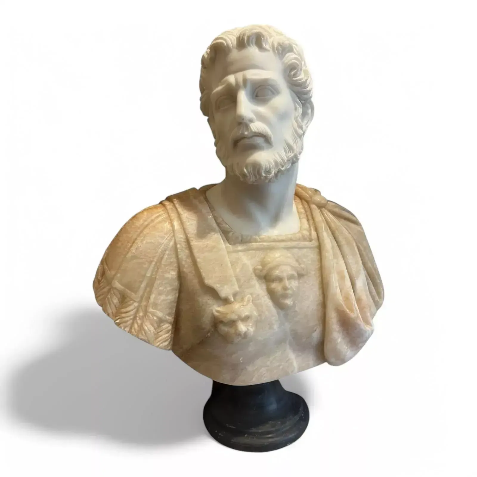 photo vintage Bust Of Marcus Aurelus In Marble In Marble And Onyx, 20th Century