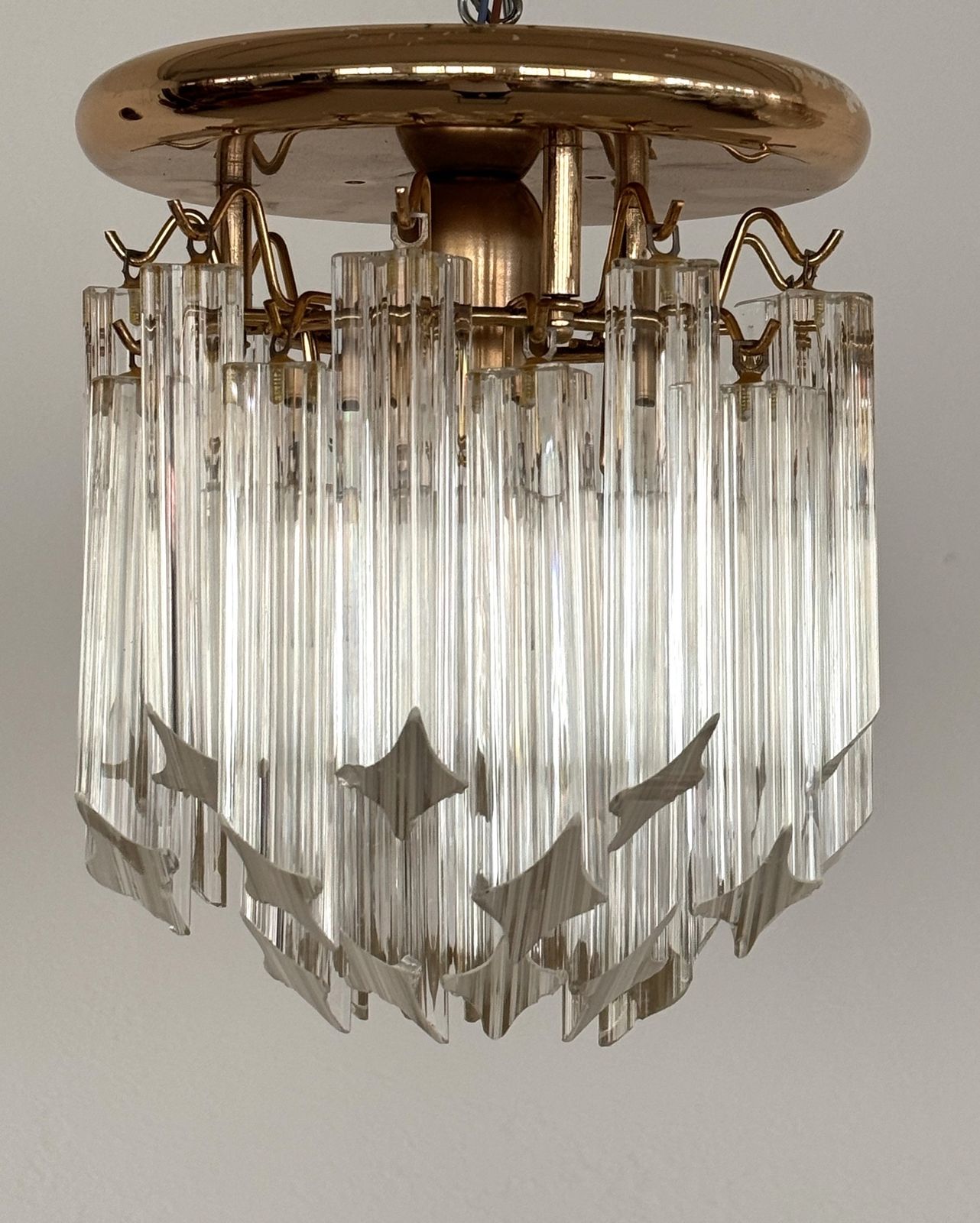 photo furniture Pair Of Italian Midcentury Murano Glass Trilobi Flush Mount Chandelier, 1970s