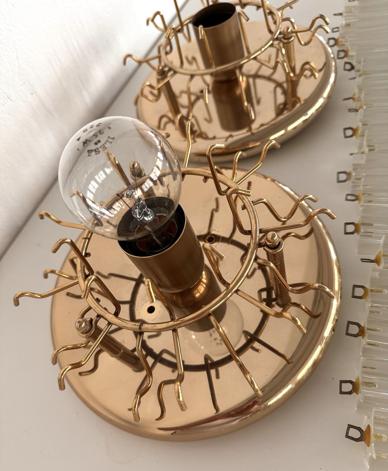 photo vintage Pair Of Italian Midcentury Murano Glass Trilobi Flush Mount Chandelier, 1970s