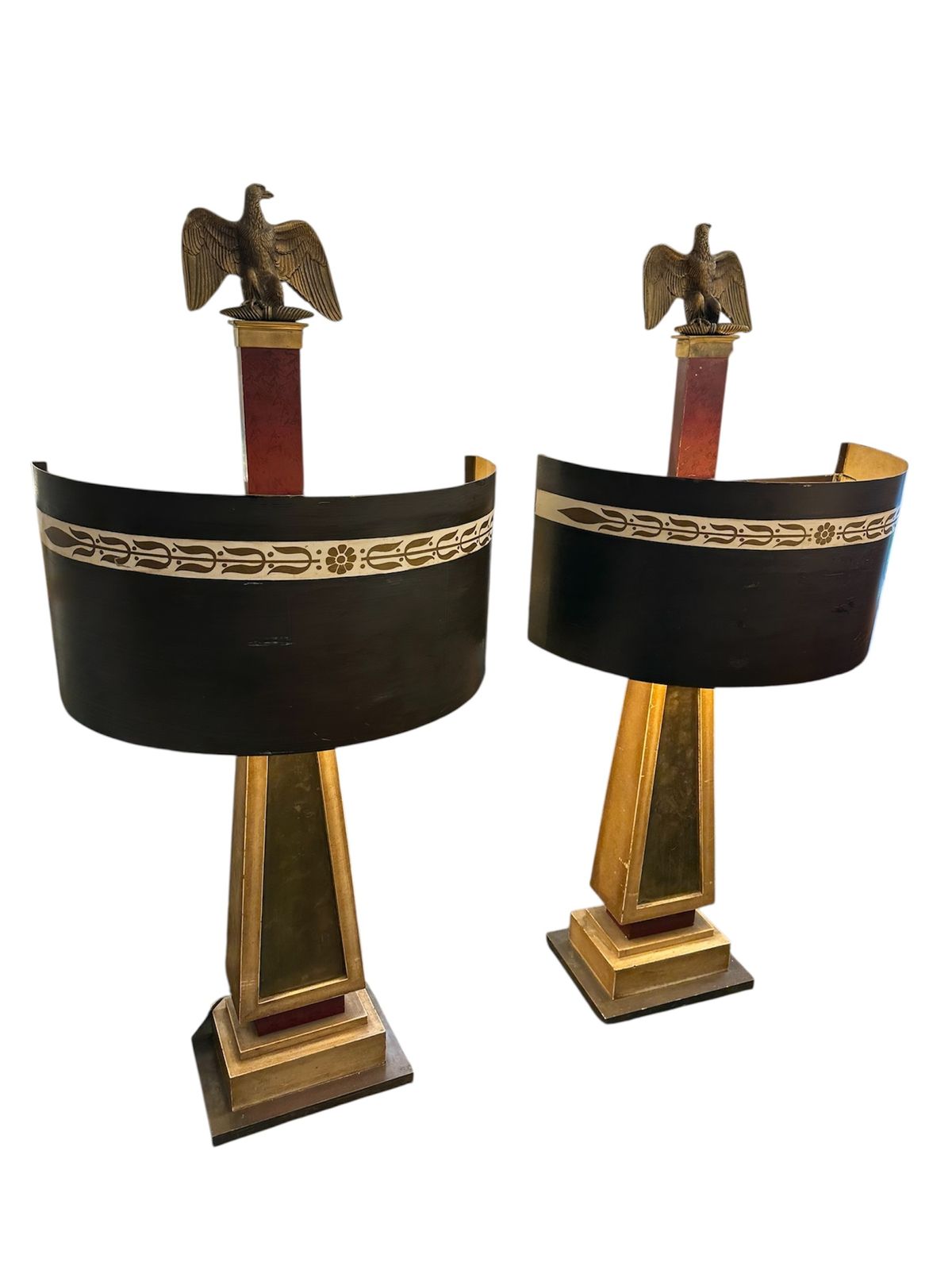1st Empire Napoleonic Very Rare Pair Of Bronze Floor Lamps