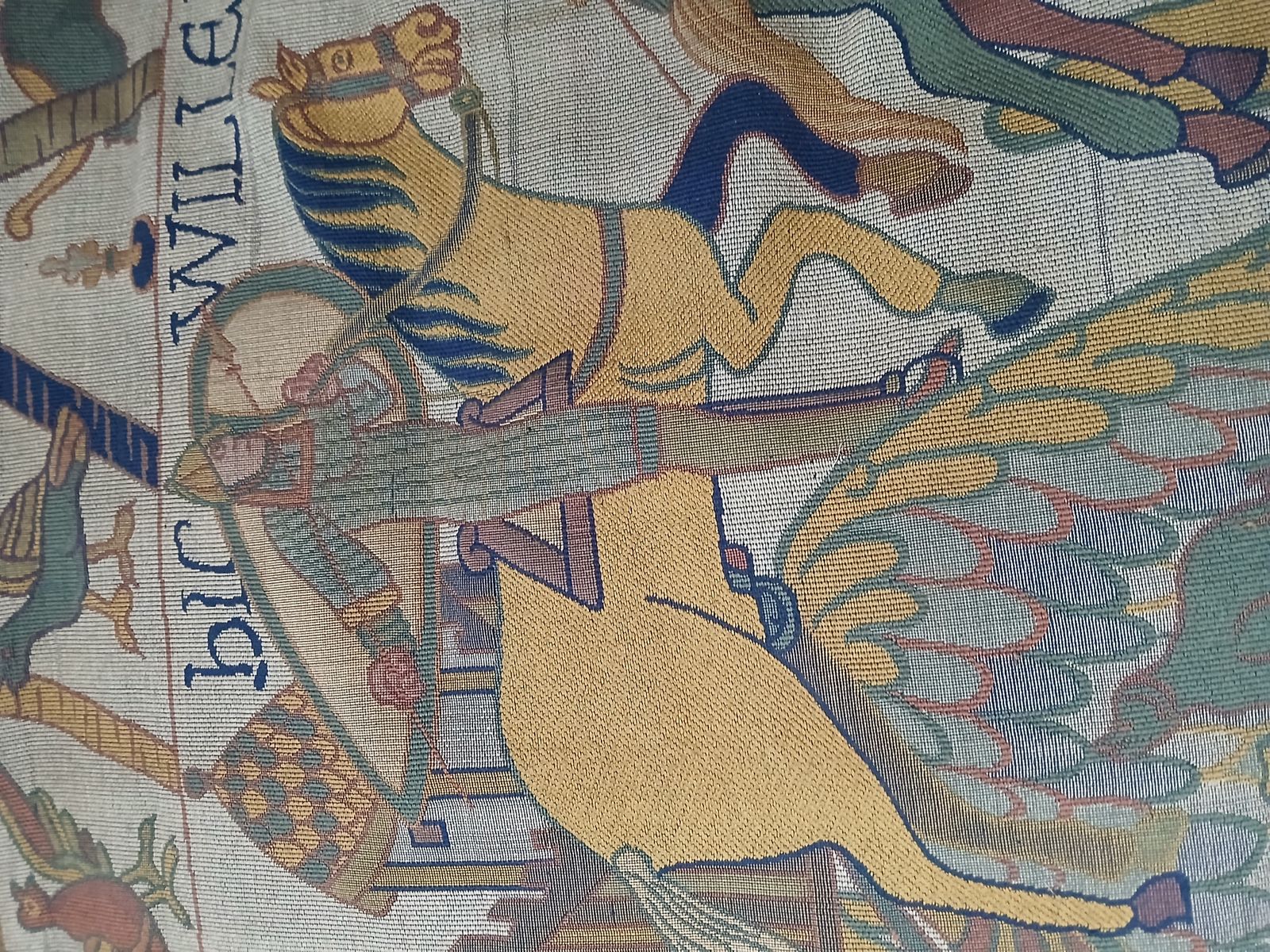 Large Centre Francais De Tapis Bayeux Tapestry. Vintage. Original Provenance. photo furniture