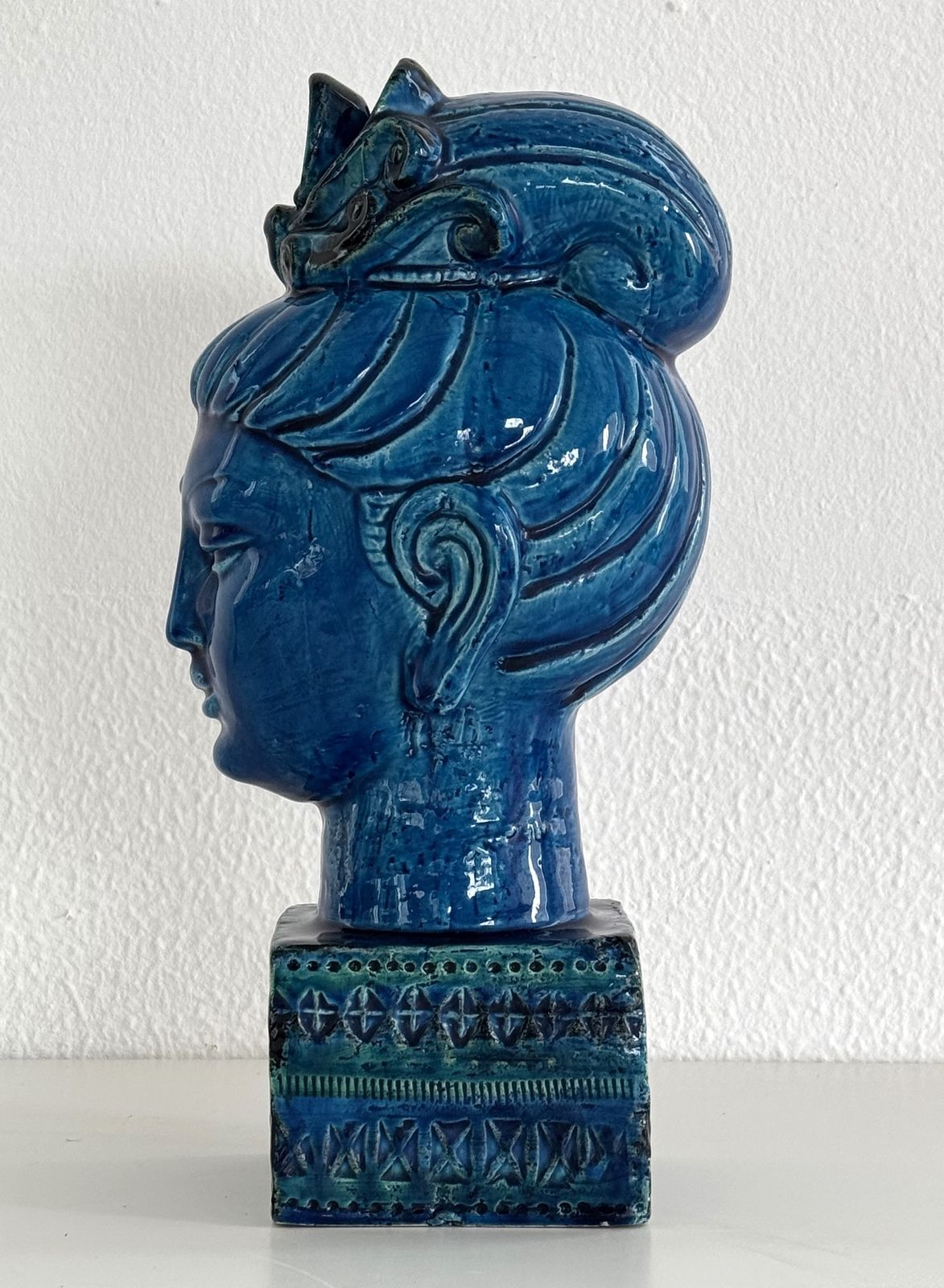 Aldo Londi For Bitossi Kwan Yin Buddha Rimini Blu, Italy, 1970s photo for sale