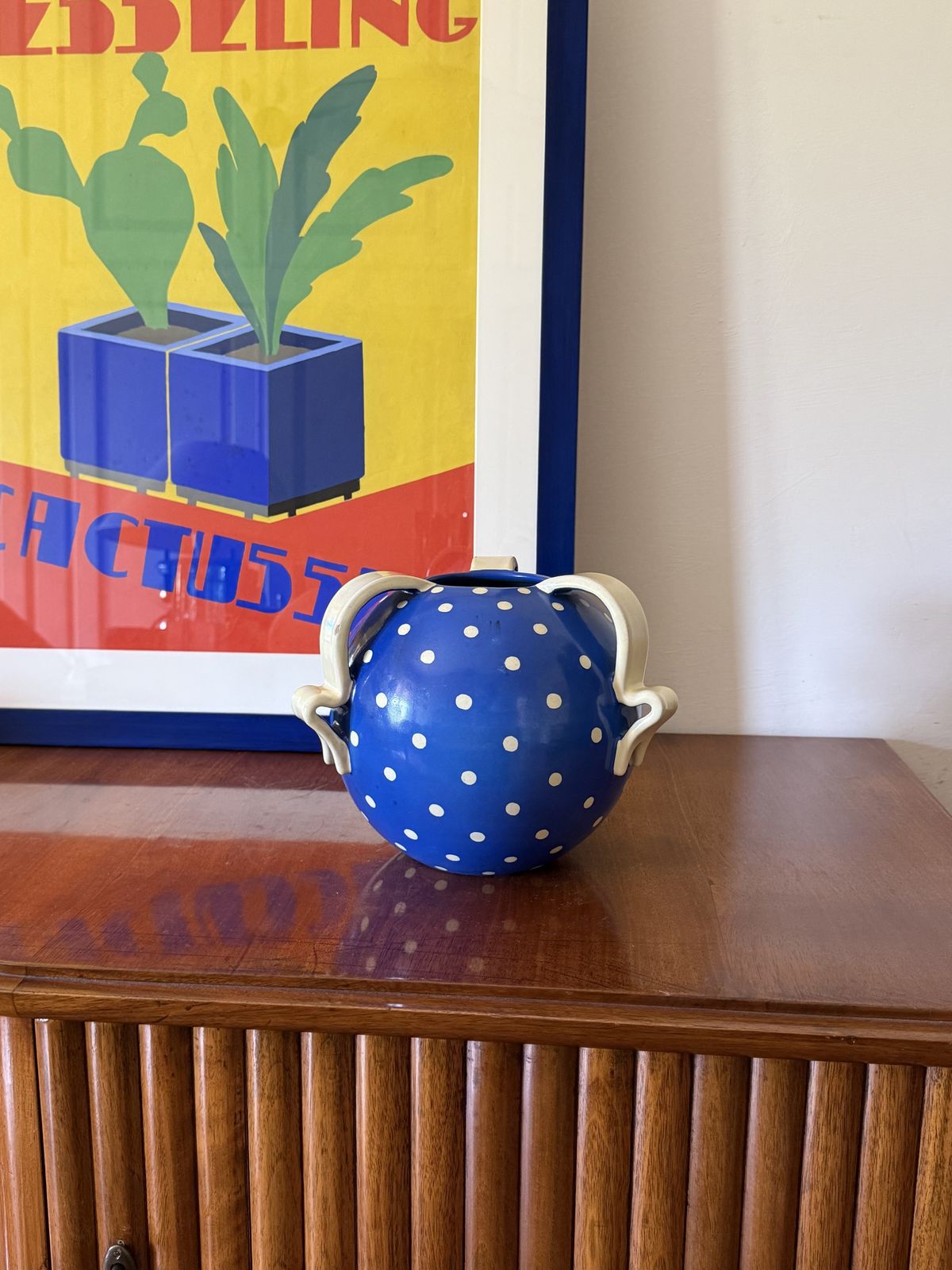 Art Deco Blue Ceramic Vase, Rometti, Umbertide Italy 1930s photo 600.0
