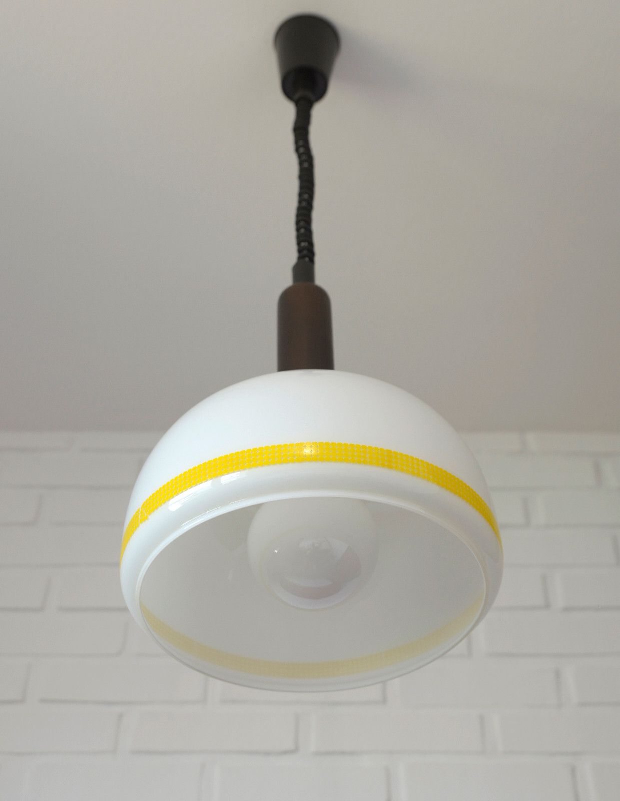 Vintage Hanging Lamp Retro Mcm Chandelier Glass Pendant Light Yugoslavia 1980's photo Lighting