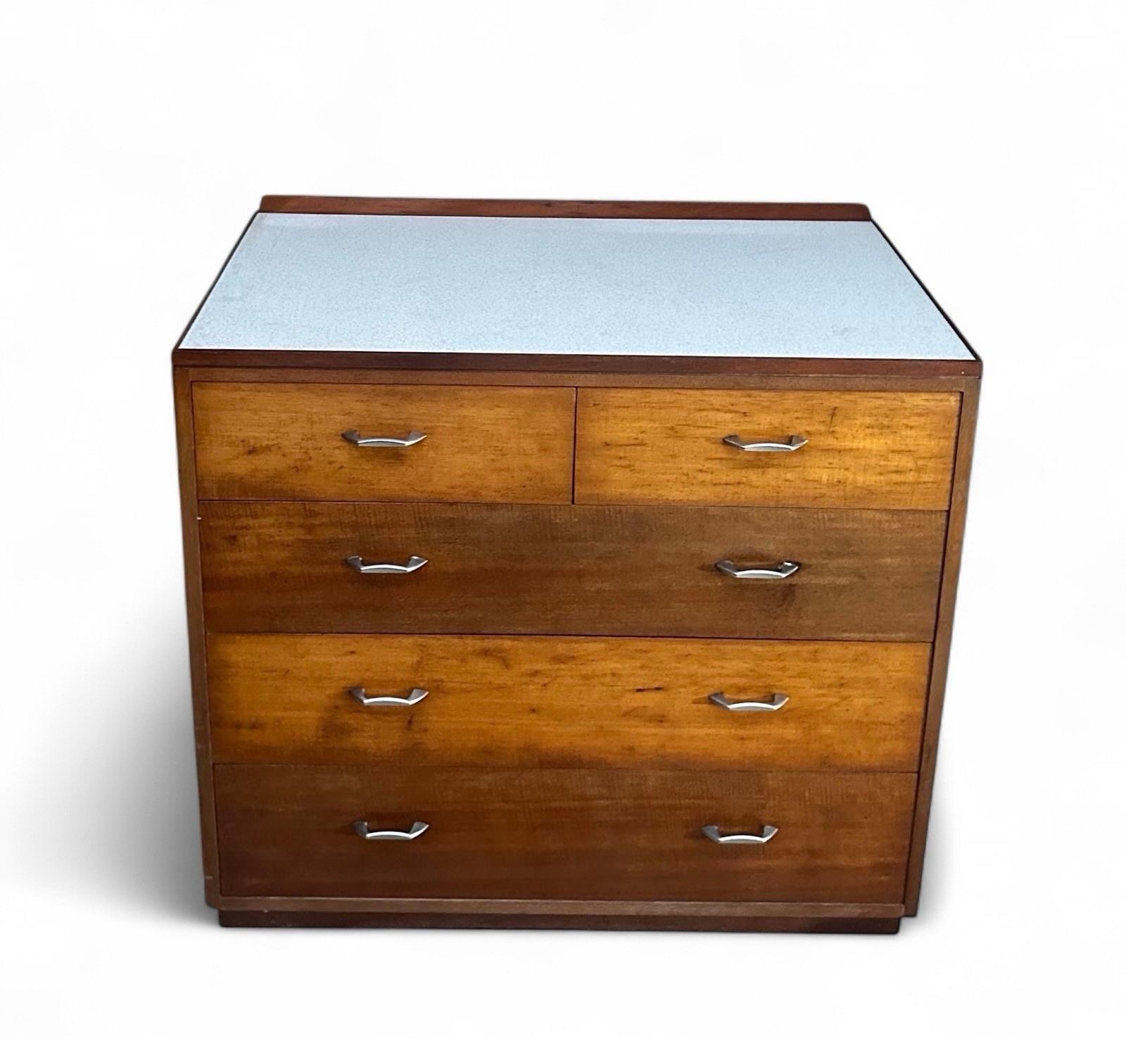Mod Chest Of Drawers Walnut And Formica Mid Century Retro C1950s photo buy