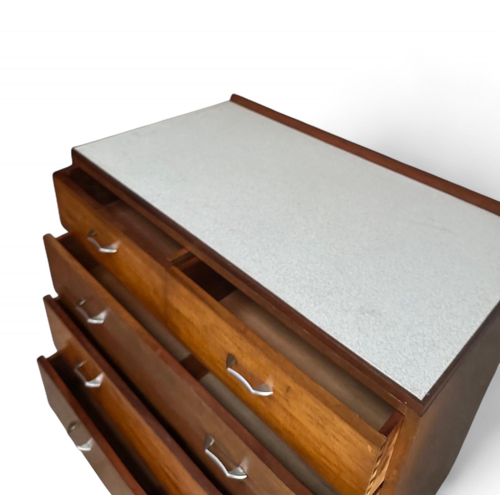 Mod Chest Of Drawers Walnut And Formica Mid Century Retro C1950s photo vintage