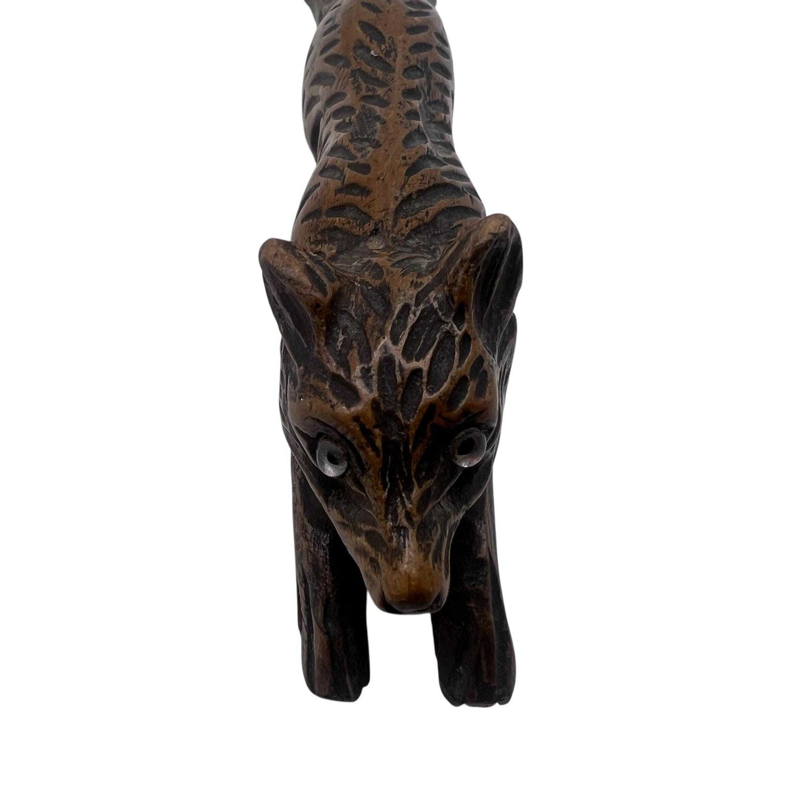 Antique Carved Fox Page Turner   Book Marker   Glass Eyes   Treen   Library   Home Decor   Study Decor photo for sale