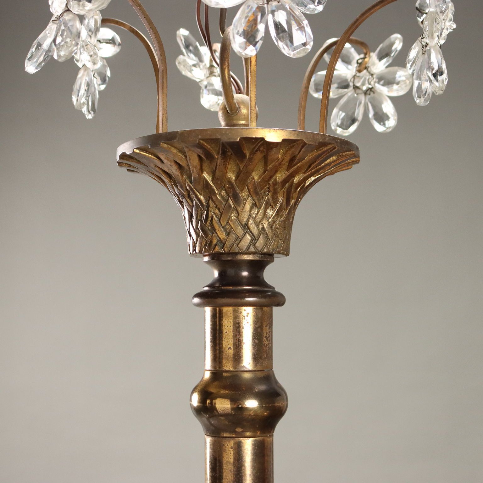 Antique Chandelier Empire Style Glass Gilded Metal Italy XX Century photo Lighting