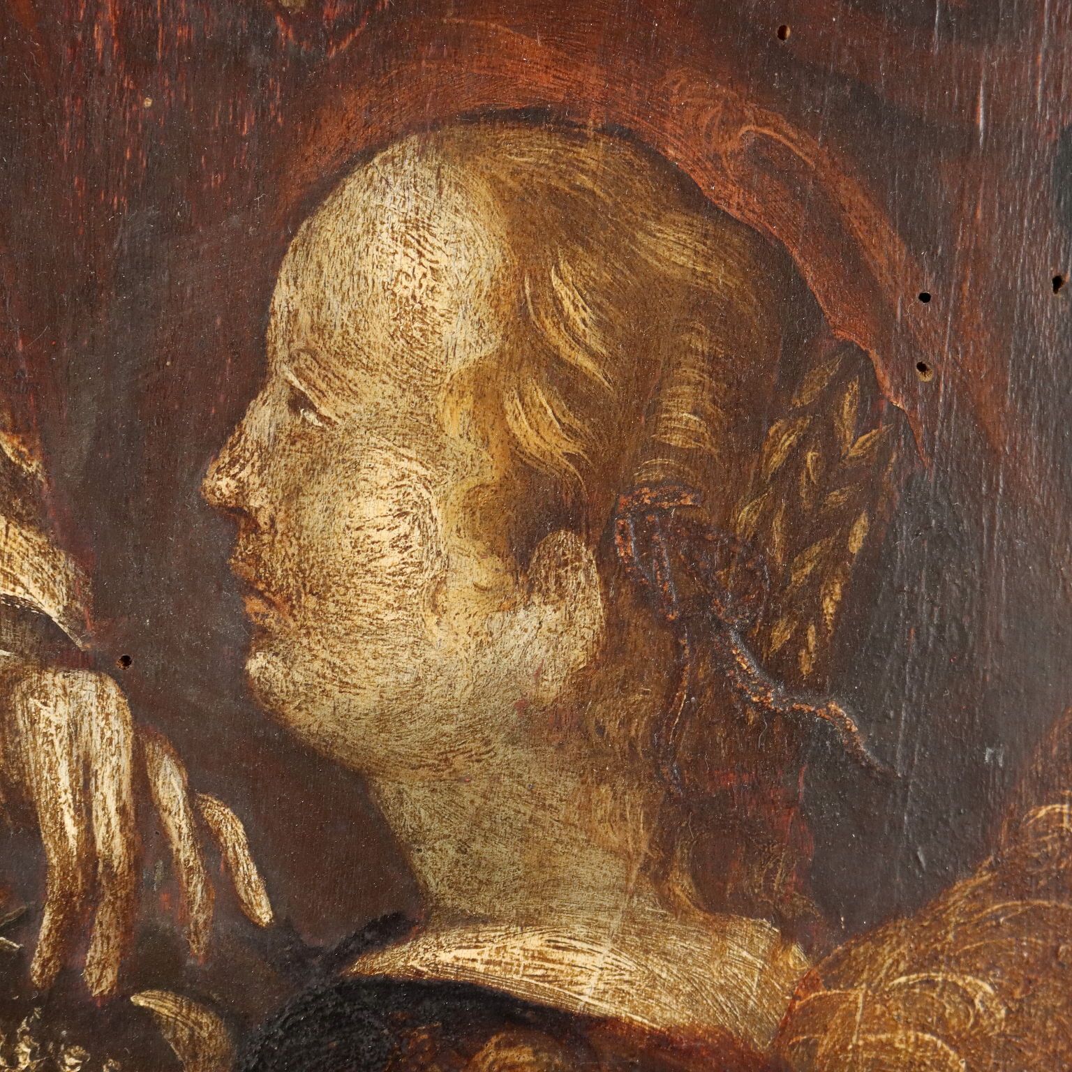 The Holy Family Antique Painting Oil On Panel XVI XVII Century photo vinterior