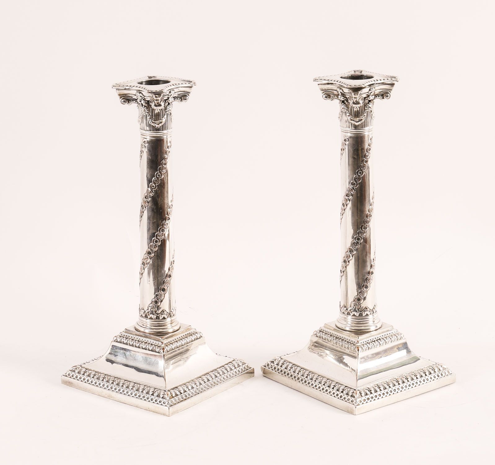 Antique Pair Old Sheffield Silver Plated Candlesticks  Circa 1775 18th C