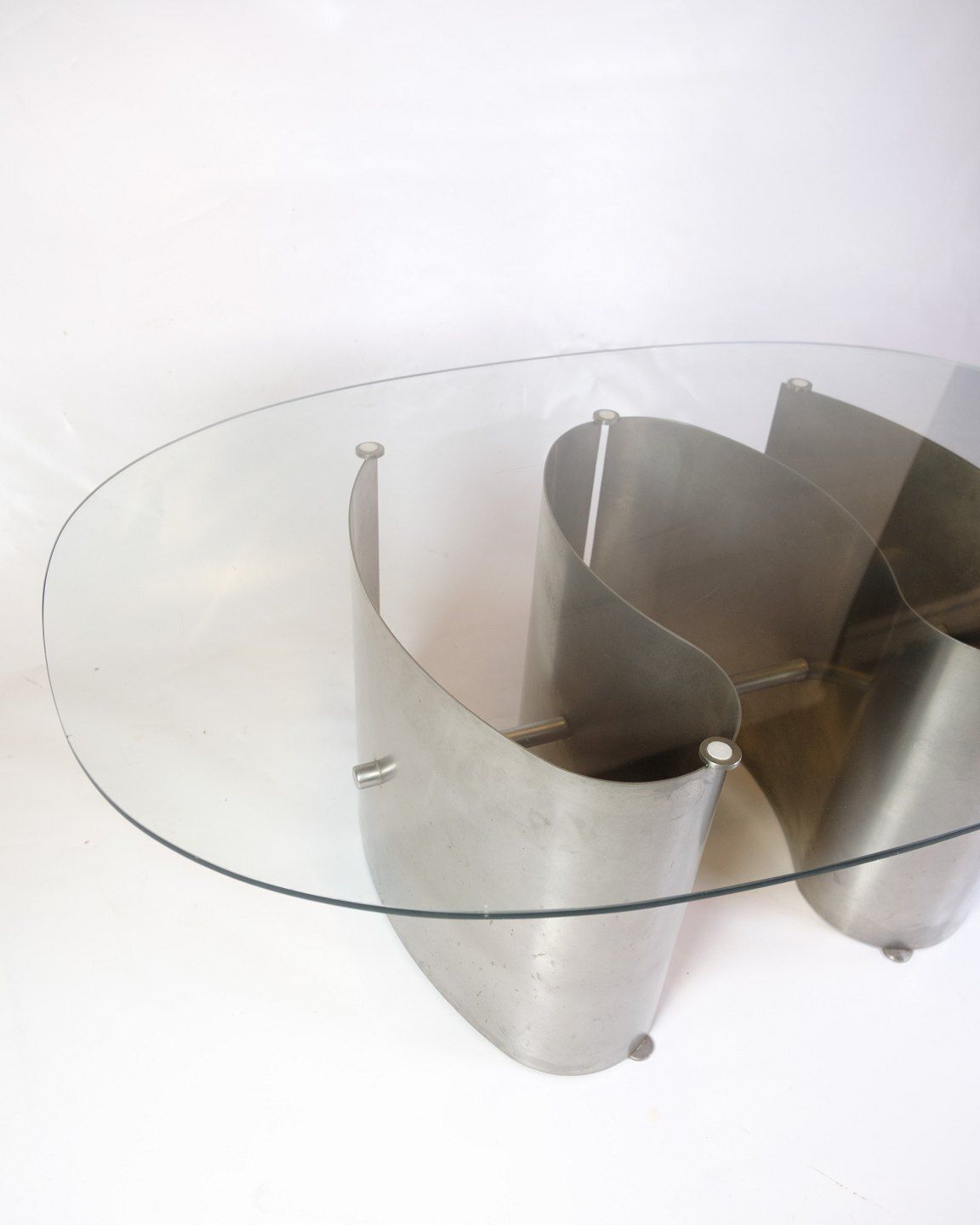Unique Coffee Table With Glass Top & Frame Shaped In Steel By Jørgen Flemmer & Signed J.Flemmer 3.9.1986  From 1986s photo for sale