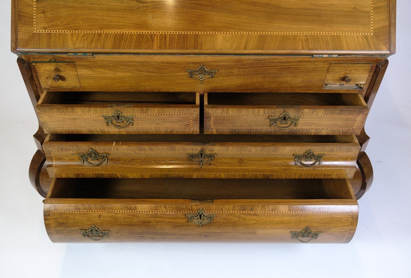 Chatol With Intersia & Four Drawers In Light Walnut  By Lysberg & Hansen From 1890s photo vintage