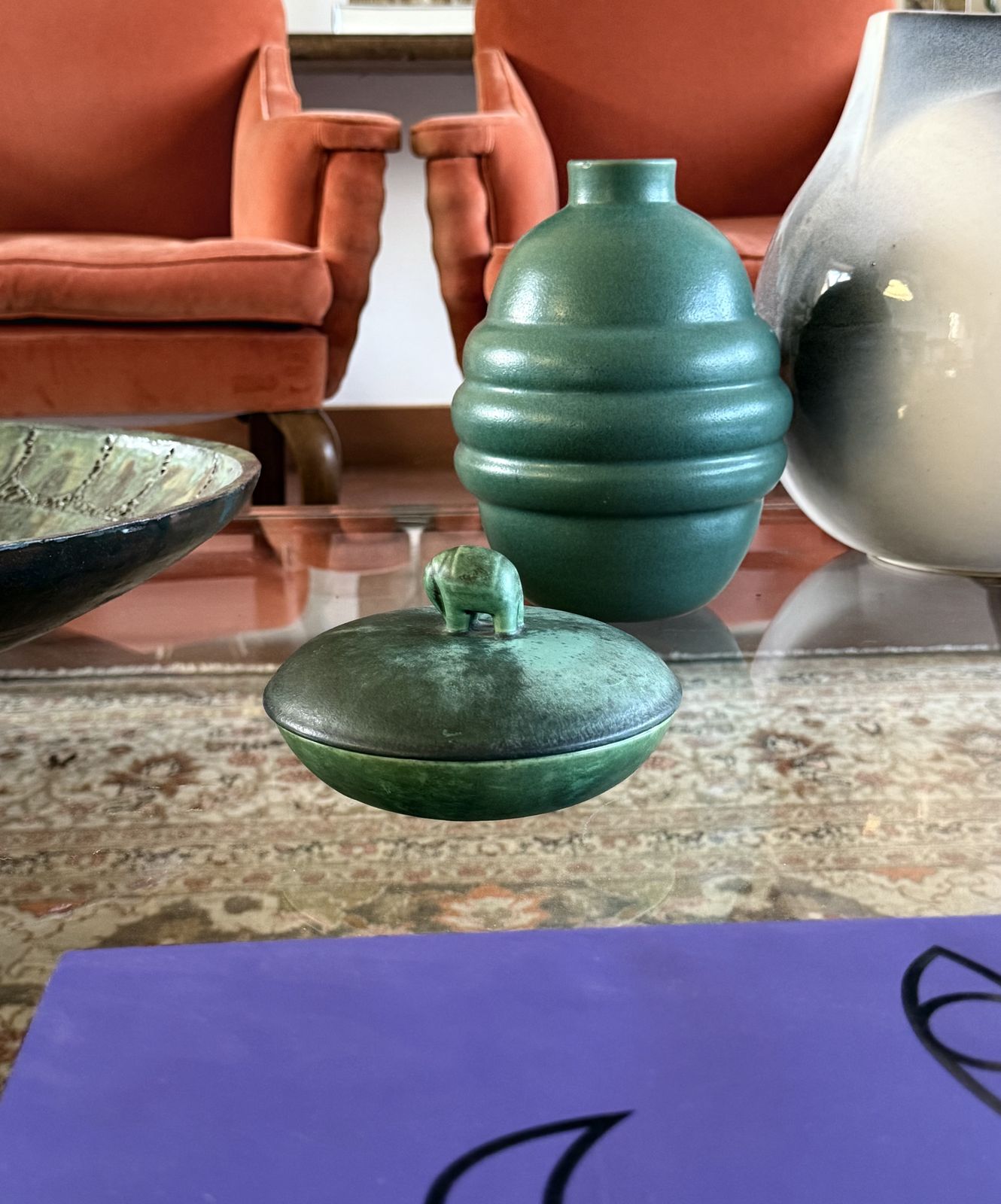 Art Deco Green Ceramic Bowl / Vide Poche, Angelo Biancini, Società Ceramica Italiana, Laveno Italy 1930s photo Home Decor