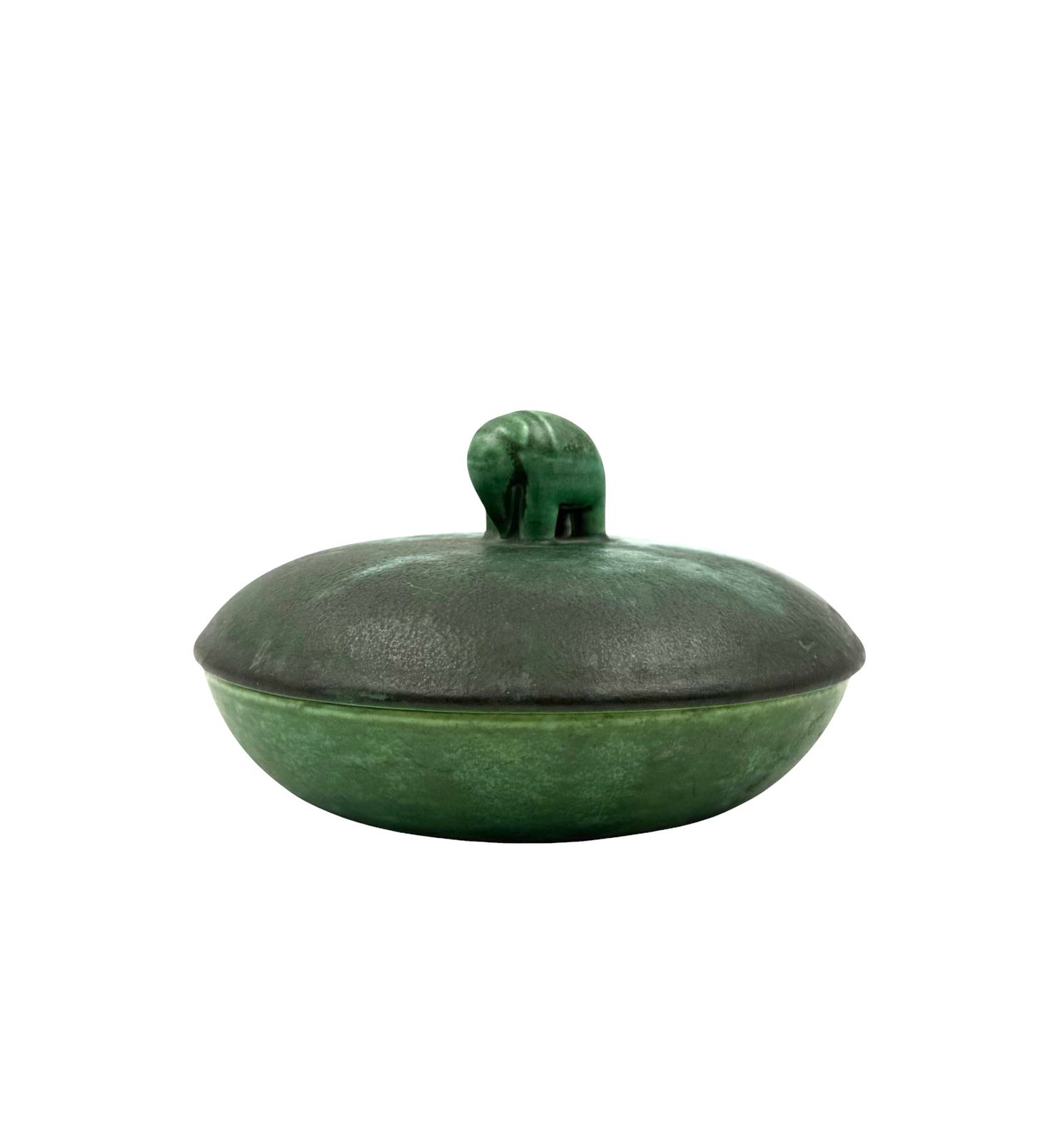 Art Deco Green Ceramic Bowl / Vide Poche, Angelo Biancini, Società Ceramica Italiana, Laveno Italy 1930s
