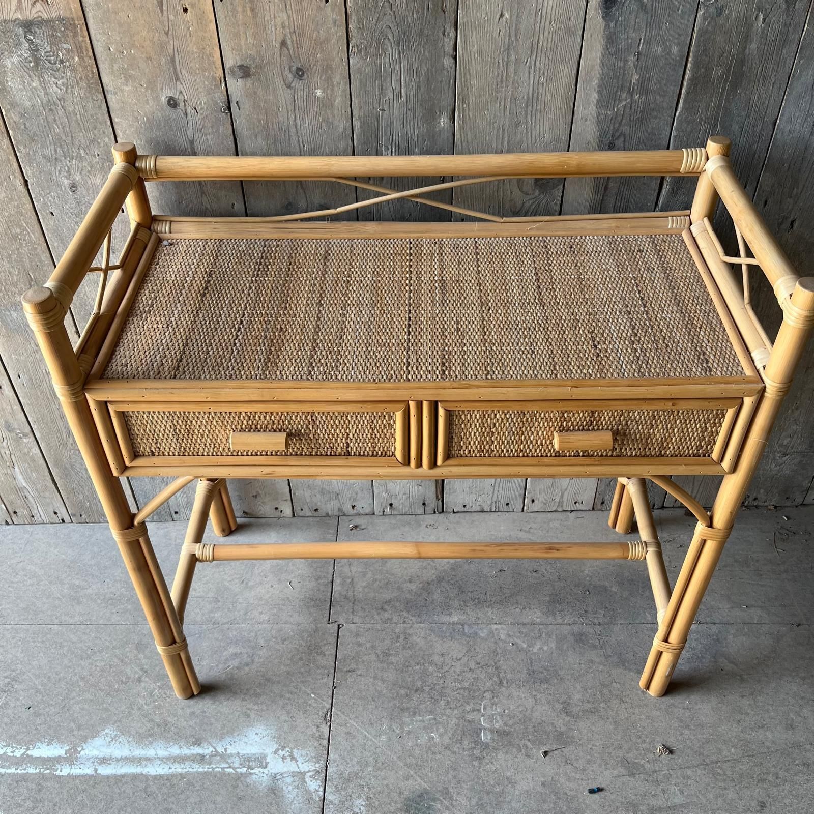 photo furniture Bamboo And Rattan 2 Drawer Dressing Table