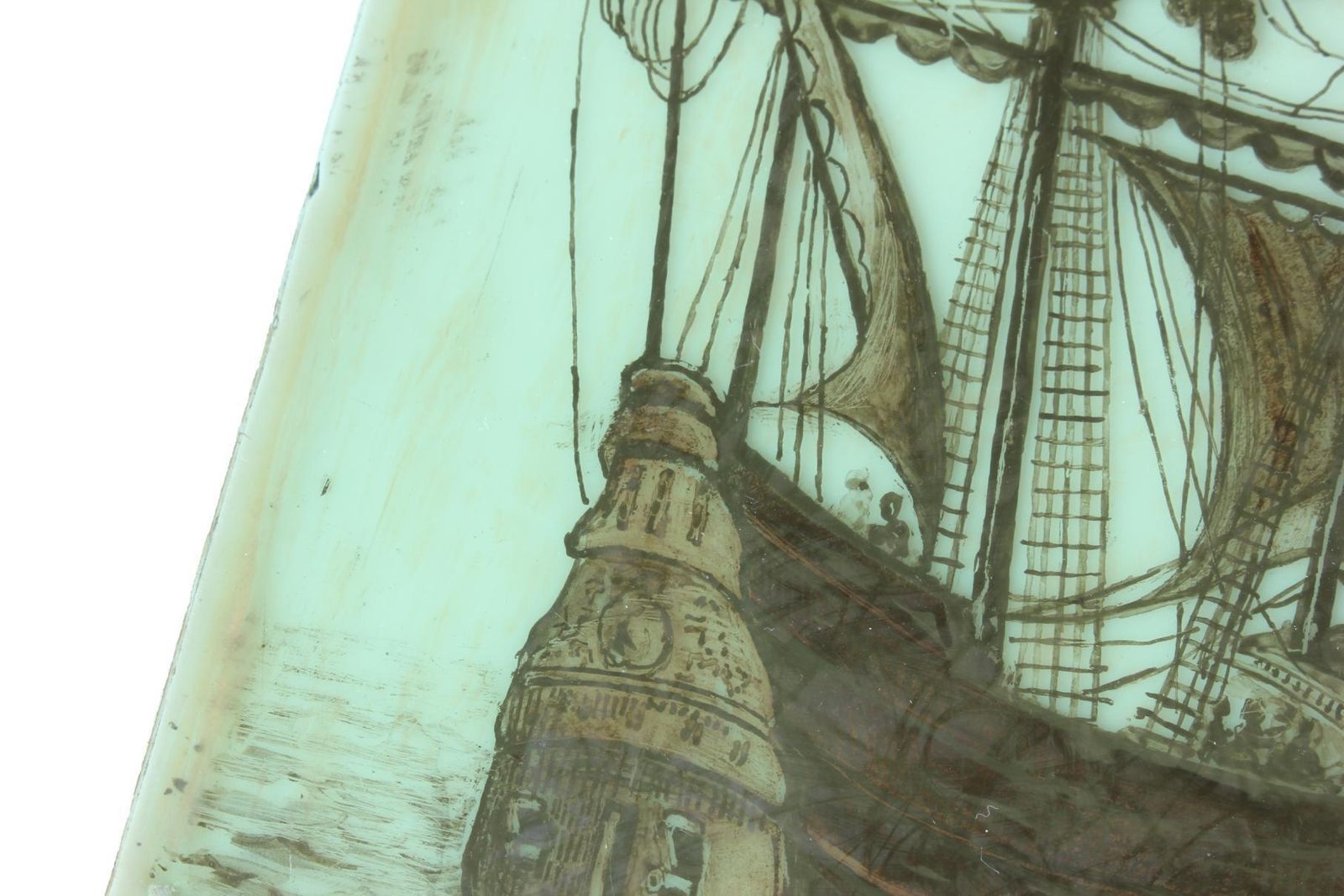 Home Decor Stained Glass Window. Galleon Sailing Ship Nautical Panel. 17th Century. photo