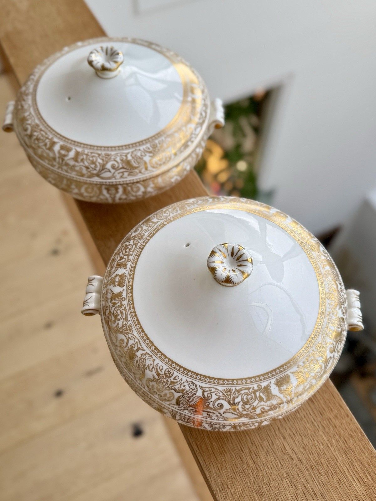 Home Decor Vegetable Tureen With Lid Wedgwood Gold Florentine Green Urn Backstamp photo