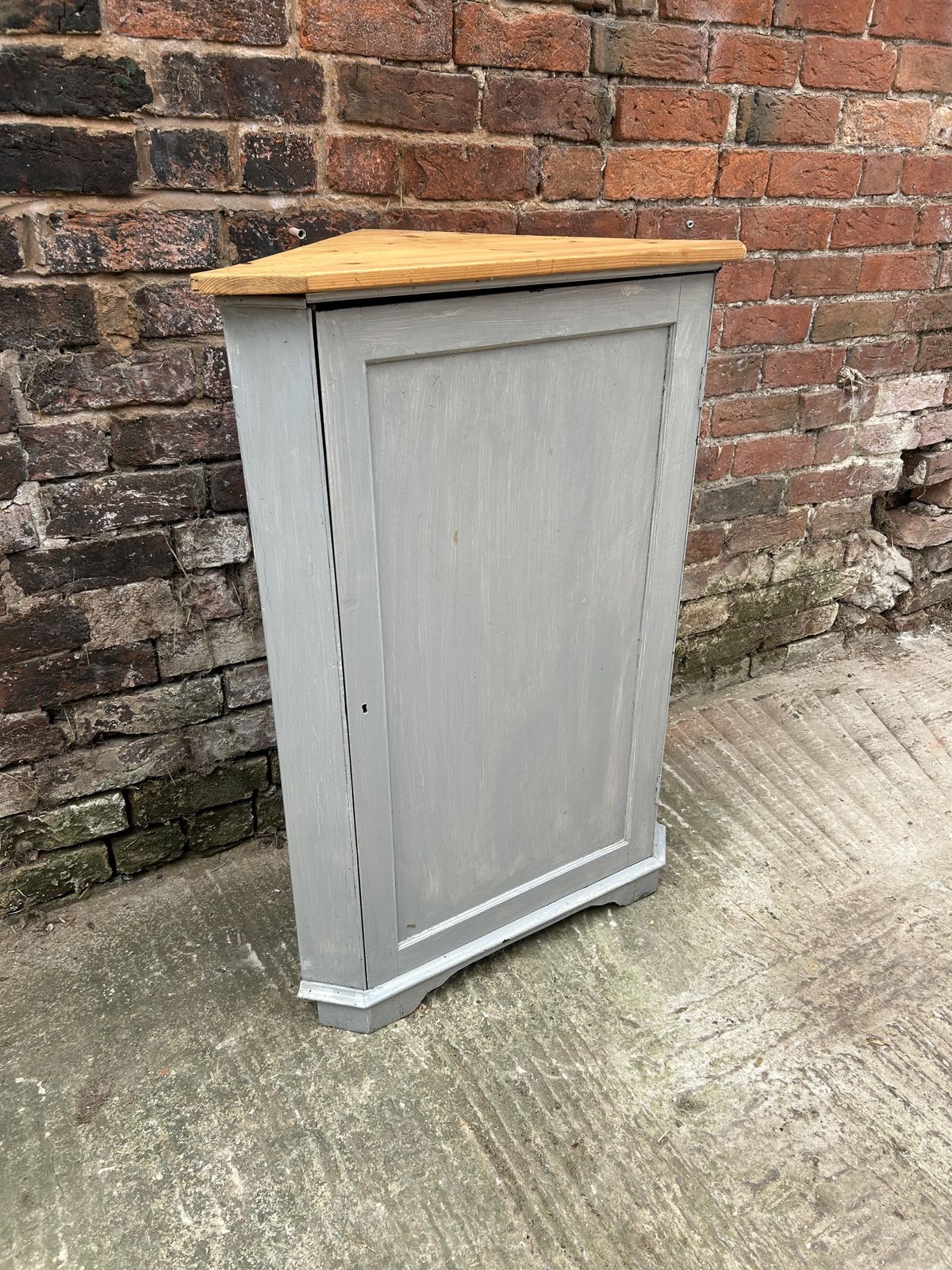 Pine Corner Cupboard Grey Painted photo for sale