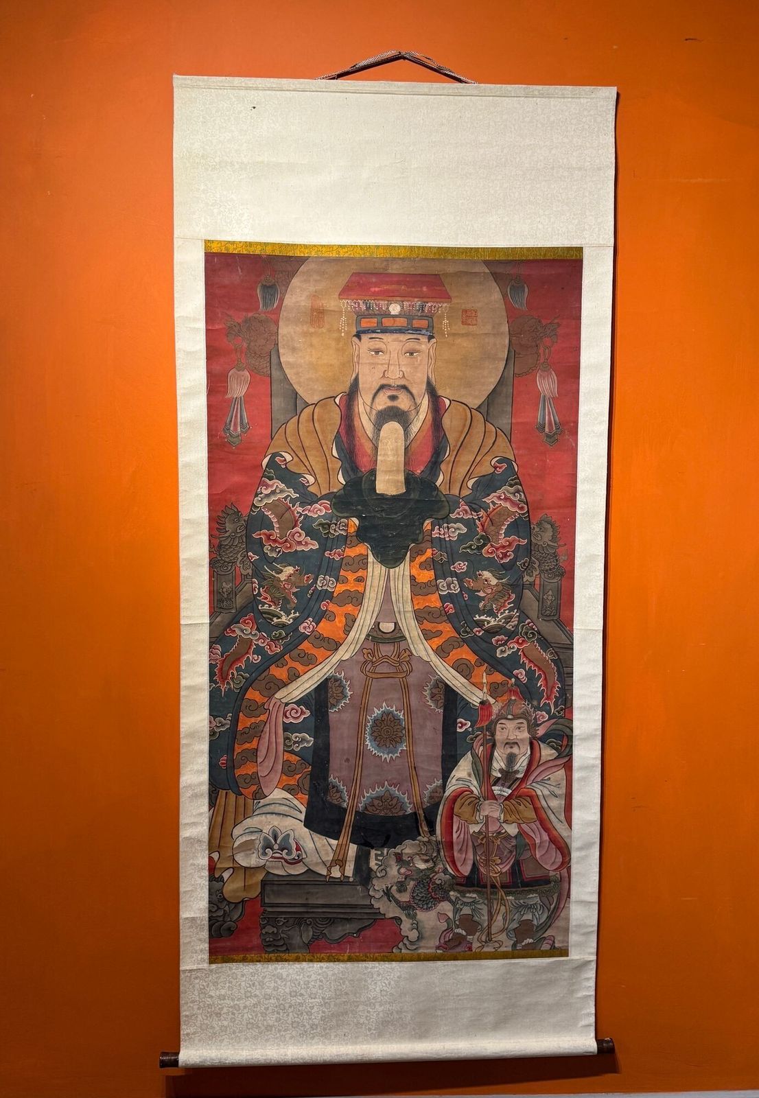 Chinese Cing Dynasty Scroll Painting Of The Daoist Immortal Jade Emperor photo furniture