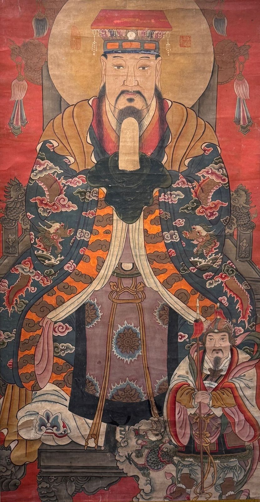 Chinese Cing Dynasty Scroll Painting Of The Daoist Immortal Jade Emperor photo Art
