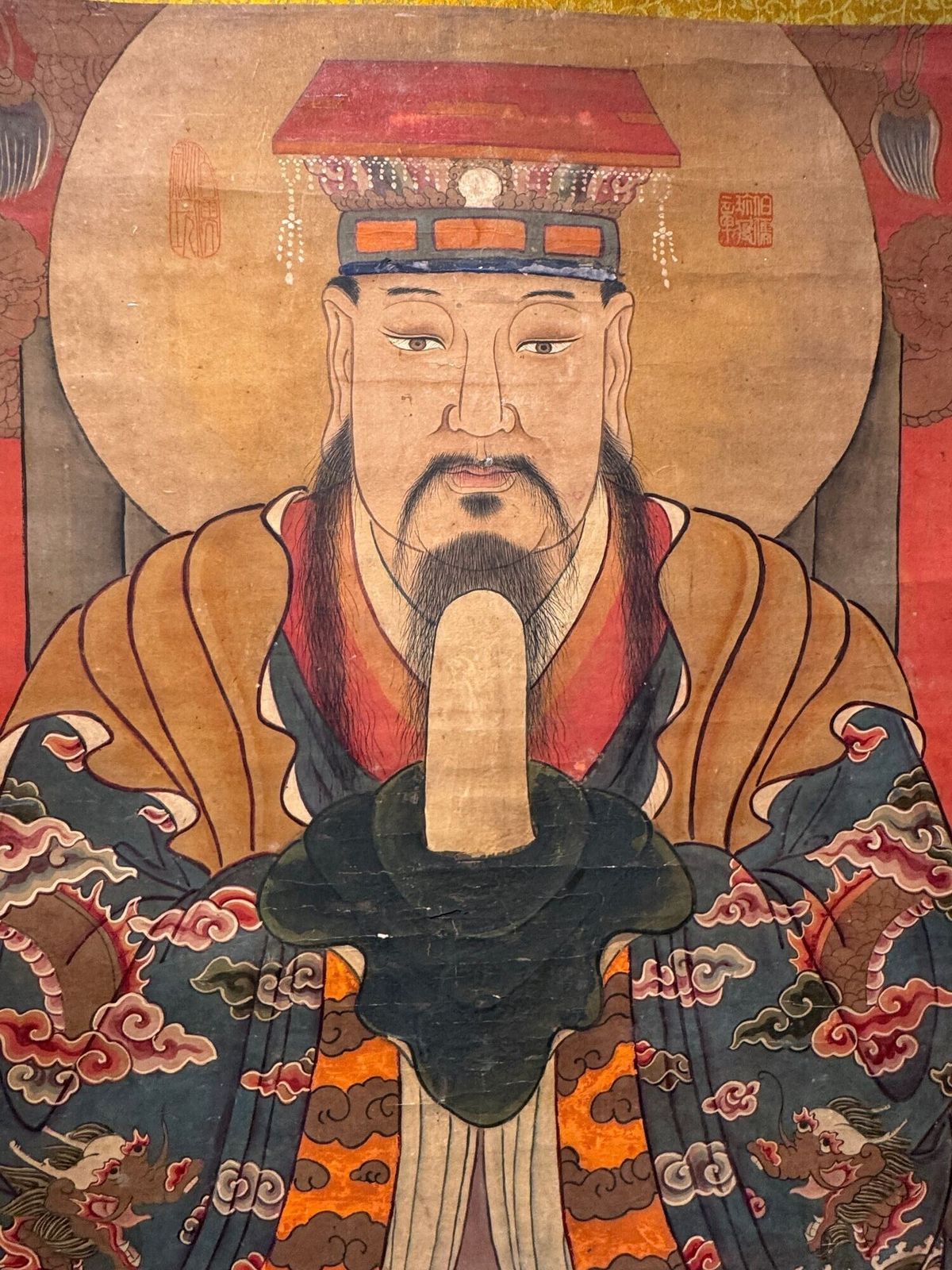 Chinese Cing Dynasty Scroll Painting Of The Daoist Immortal Jade Emperor photo 1450.0