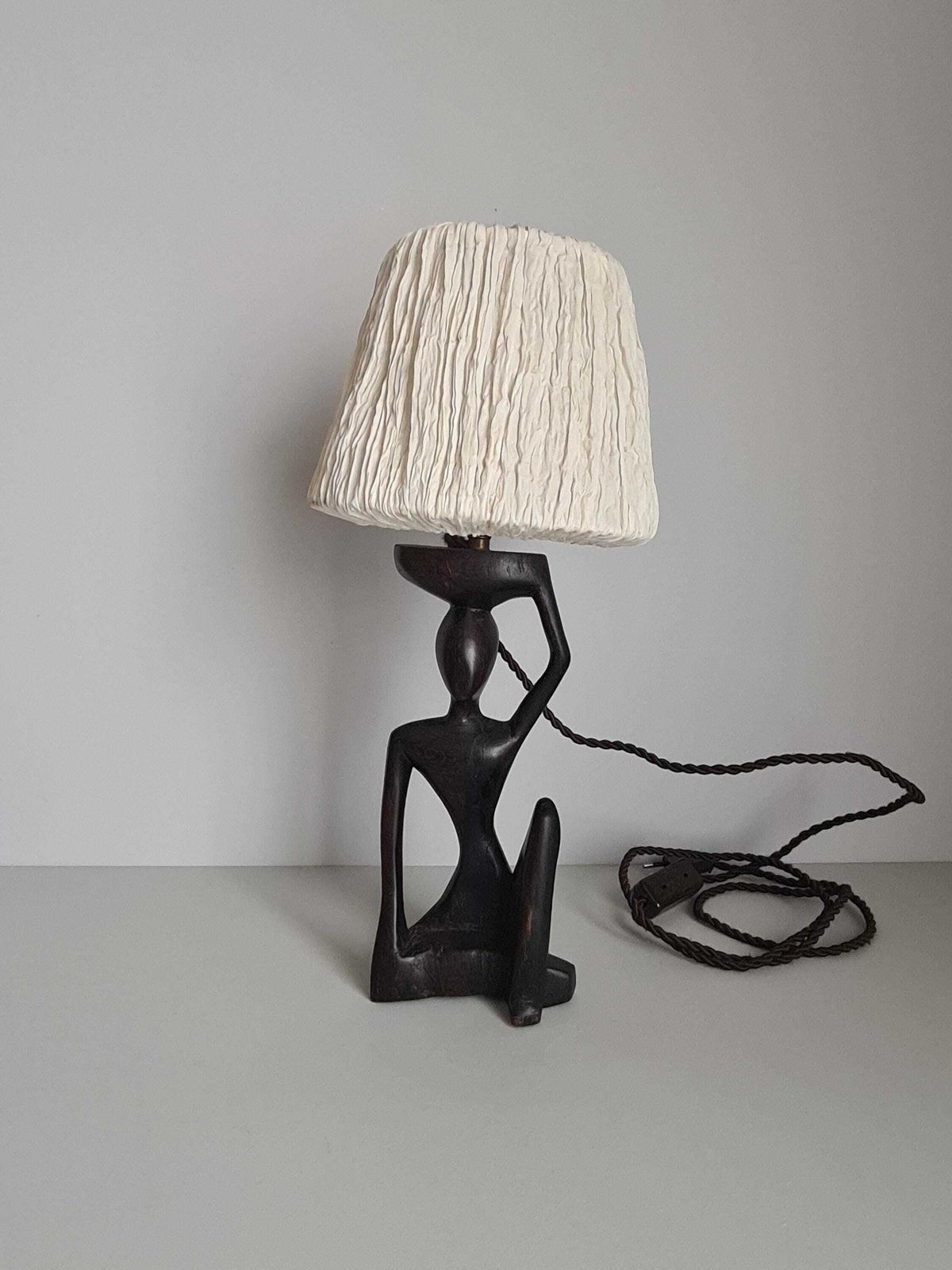 Ebony Lamp With Seated Woman / 1930s / Africa / Collection / Mid Century / African Art / 20th Century photo furniture