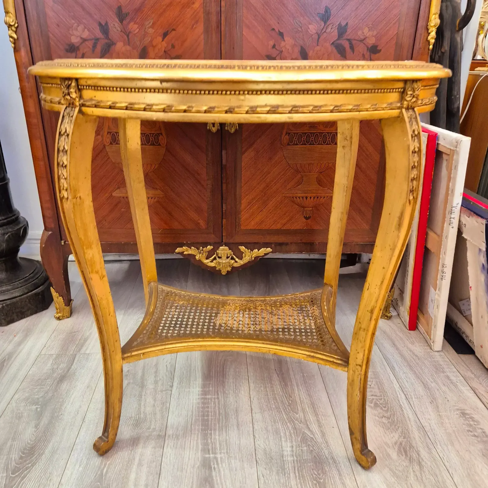 Oval Table In Gilded And Carved Wood, 19th Century photo buy