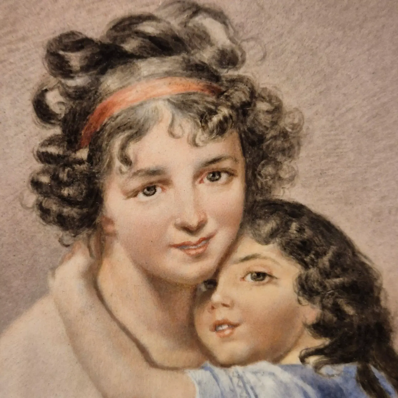 Porcelain Painting Of Madame Vigée Le Brun And Her Daughter, 19th Century photo Art