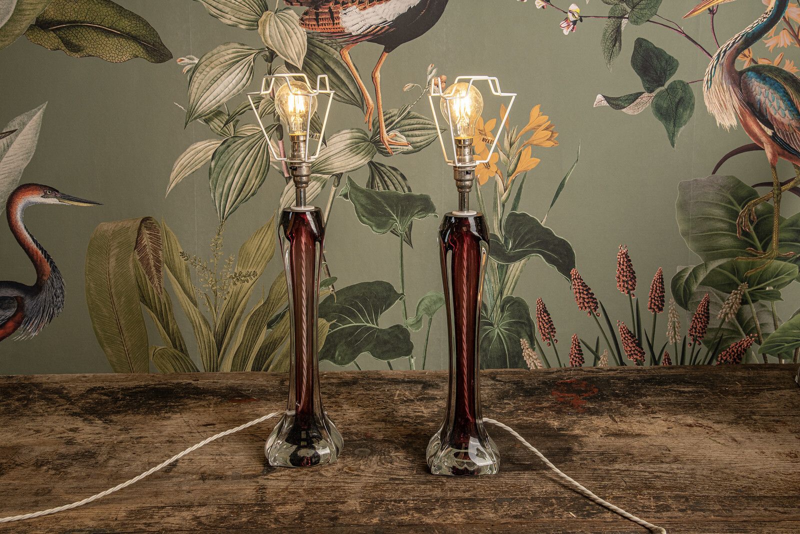 A Pair Of Paul Kedelv ‘Flygfors’ Purple Table Lamps, Sweden, C.1970s