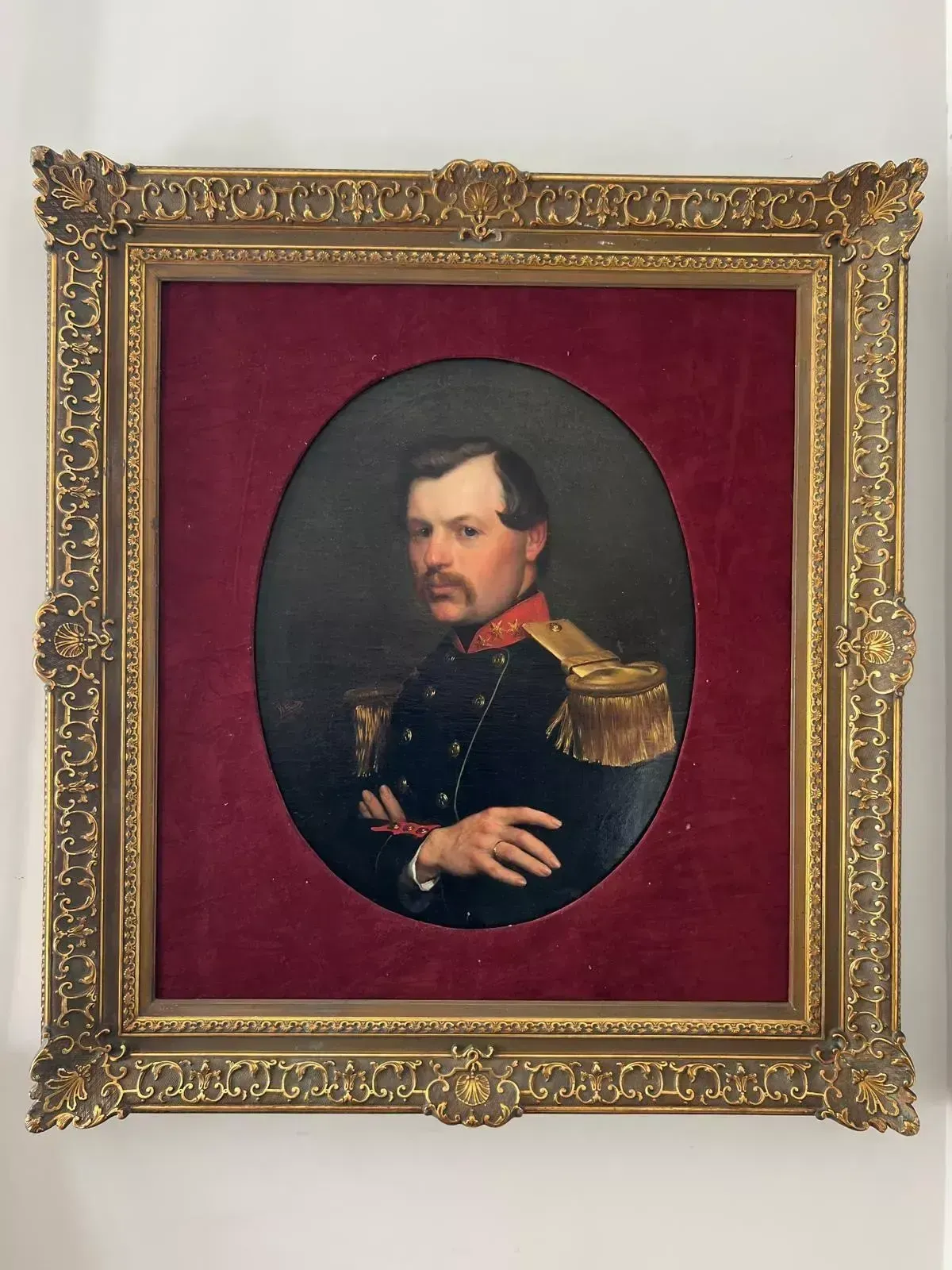 Portrait Of An Officer, Signed Willem Geets, Oil On Canvas, 1867, 19th Century photo Art