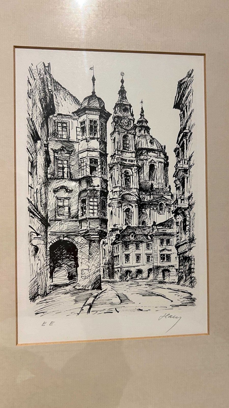 Set Of Two Framed Signed Prints – Prague Architecture And Cityscape Views photo vinterior