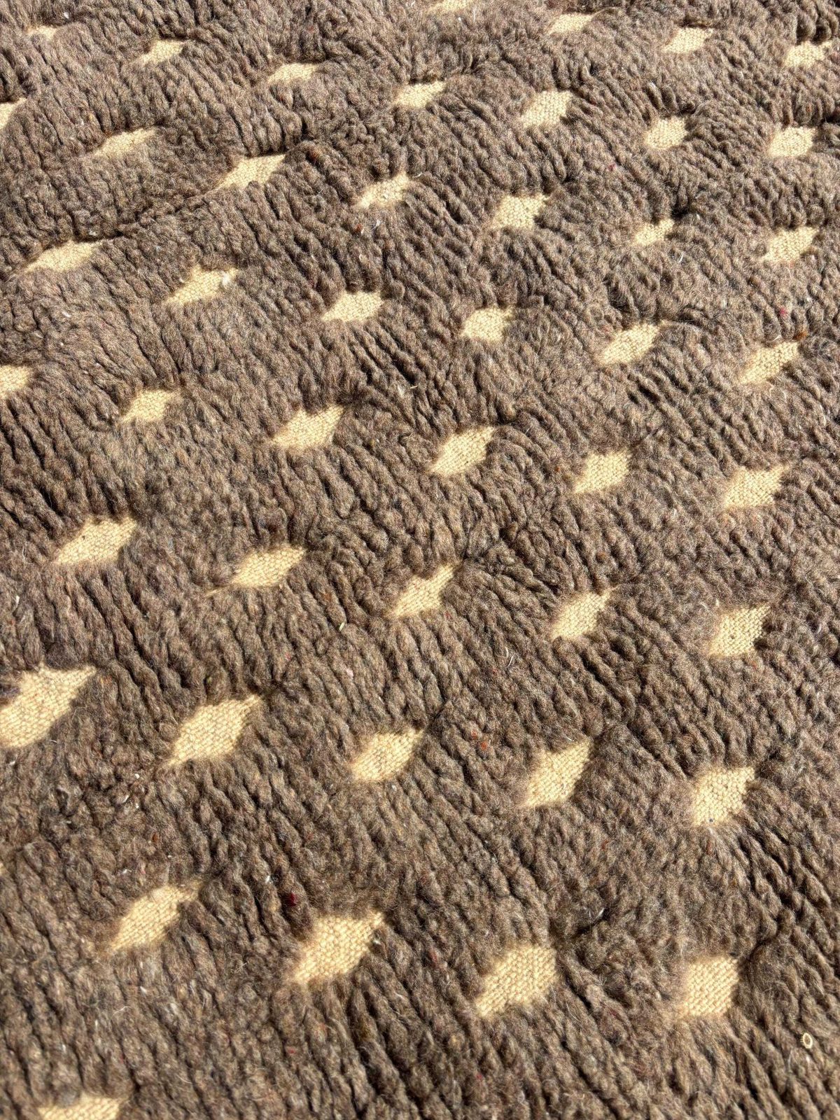 Boho Moroccan Area Wool Rug 180x270 Cm – Neutral Tones With Diamond Design & Fringe photo buy
