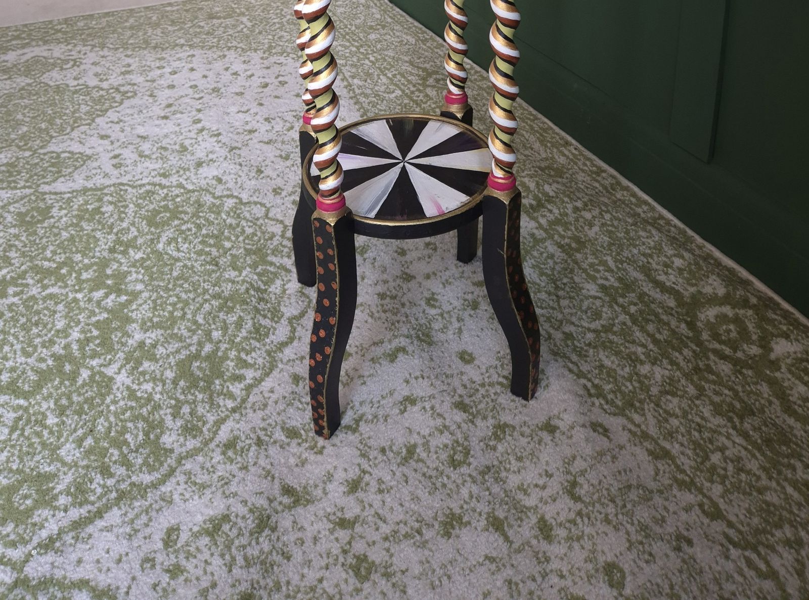 2 Tier Barley Twist Flower Table, Hand Painted In Mackenzie Childs(tm) Style, With Decoupage Top And Sides. photo vintage