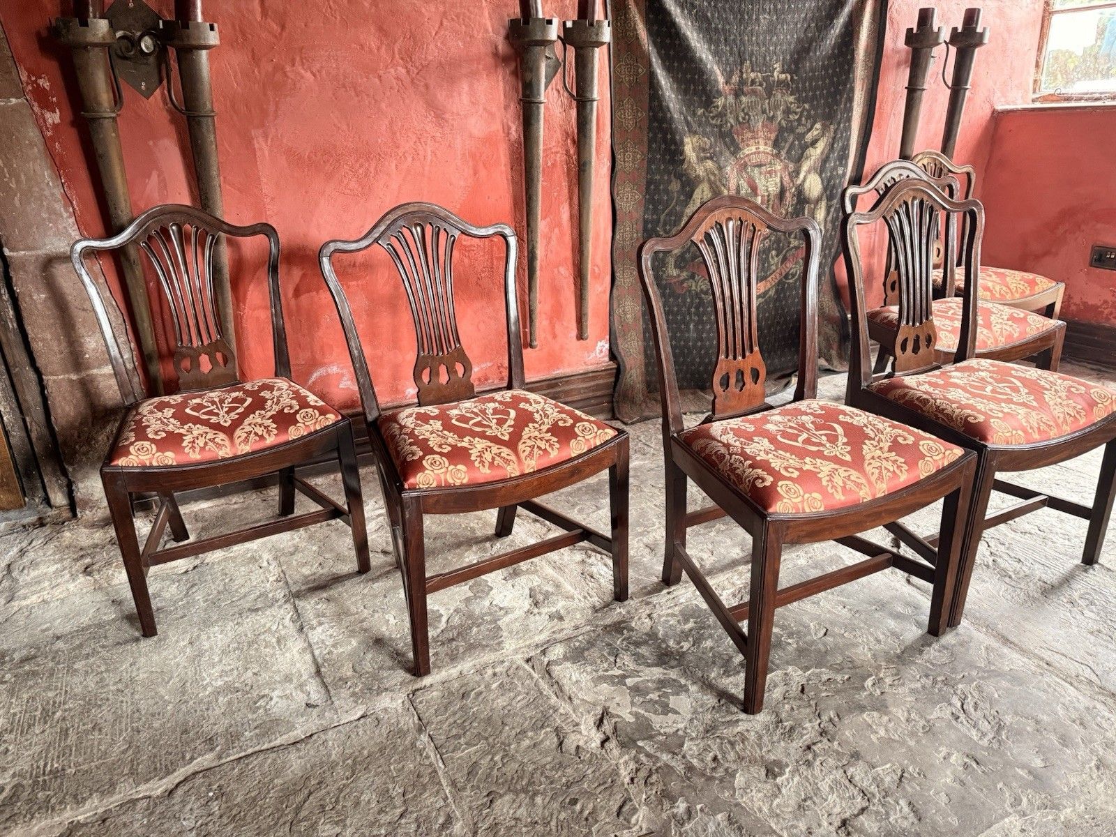 Set Of  Six Antique  Georgian Mahogany Drop In  Hepplewhite Dining Chairs C1800s photo furniture