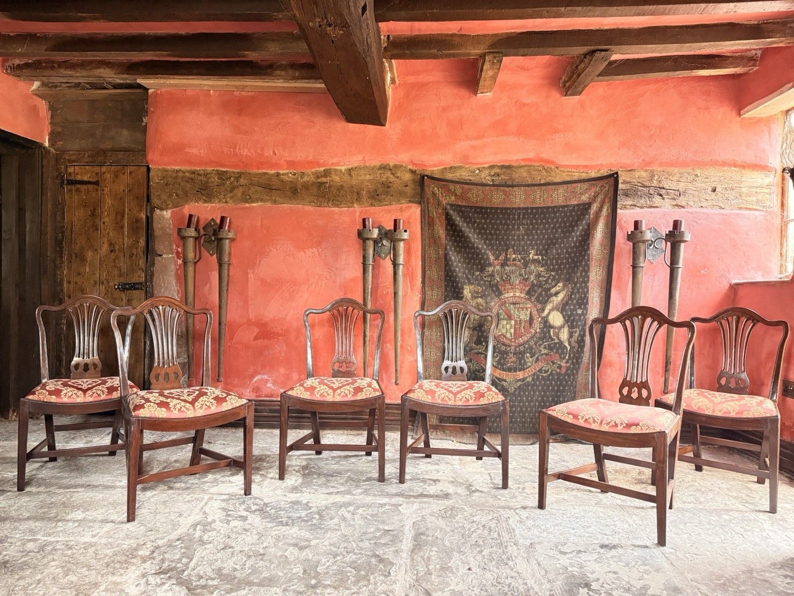 Set Of  Six Antique  Georgian Mahogany Drop In  Hepplewhite Dining Chairs C1800s photo vinterior
