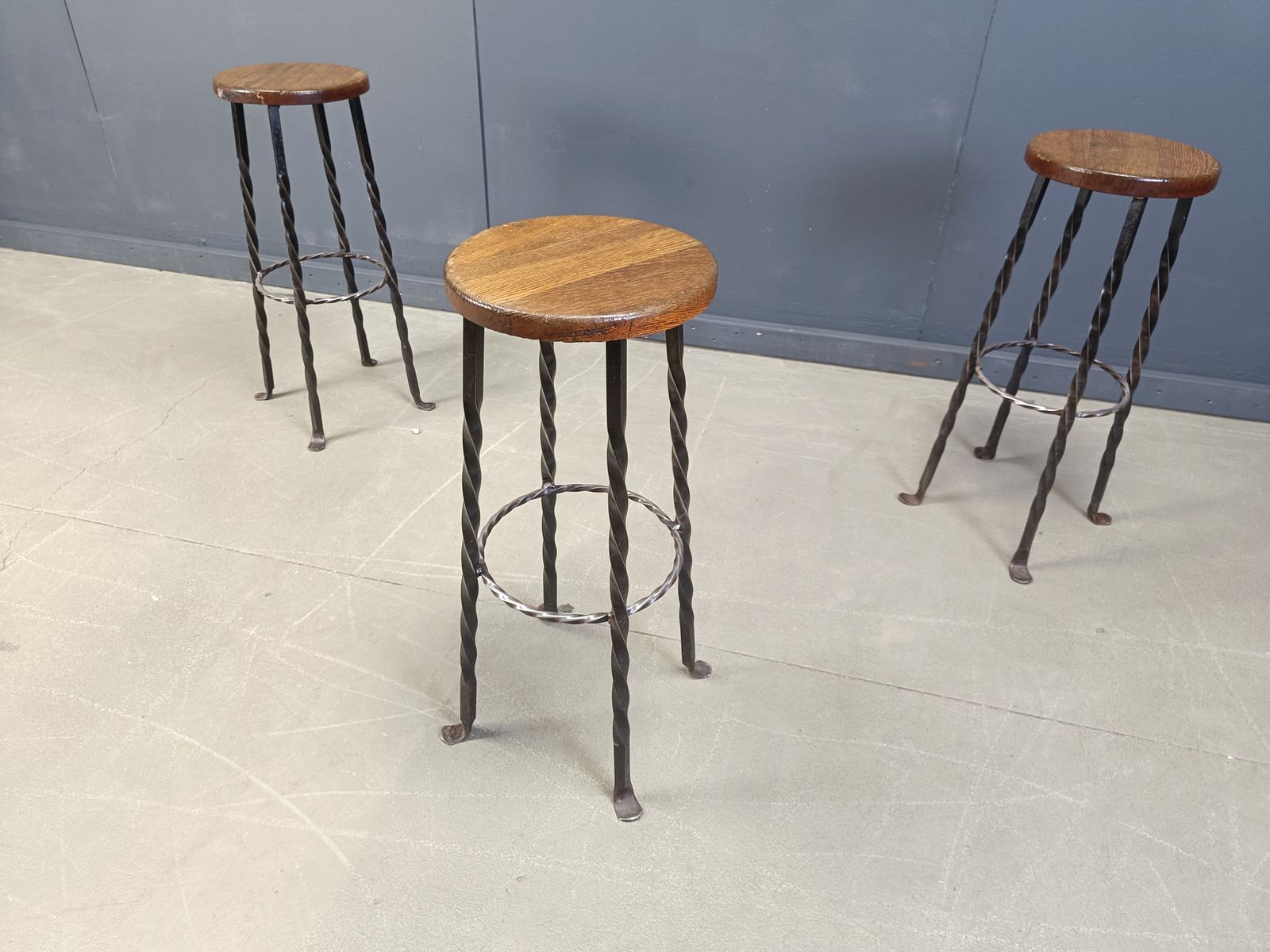 Vintage French Wrought Iron Bar Stools, 1960s   Set Of 3 photo furniture